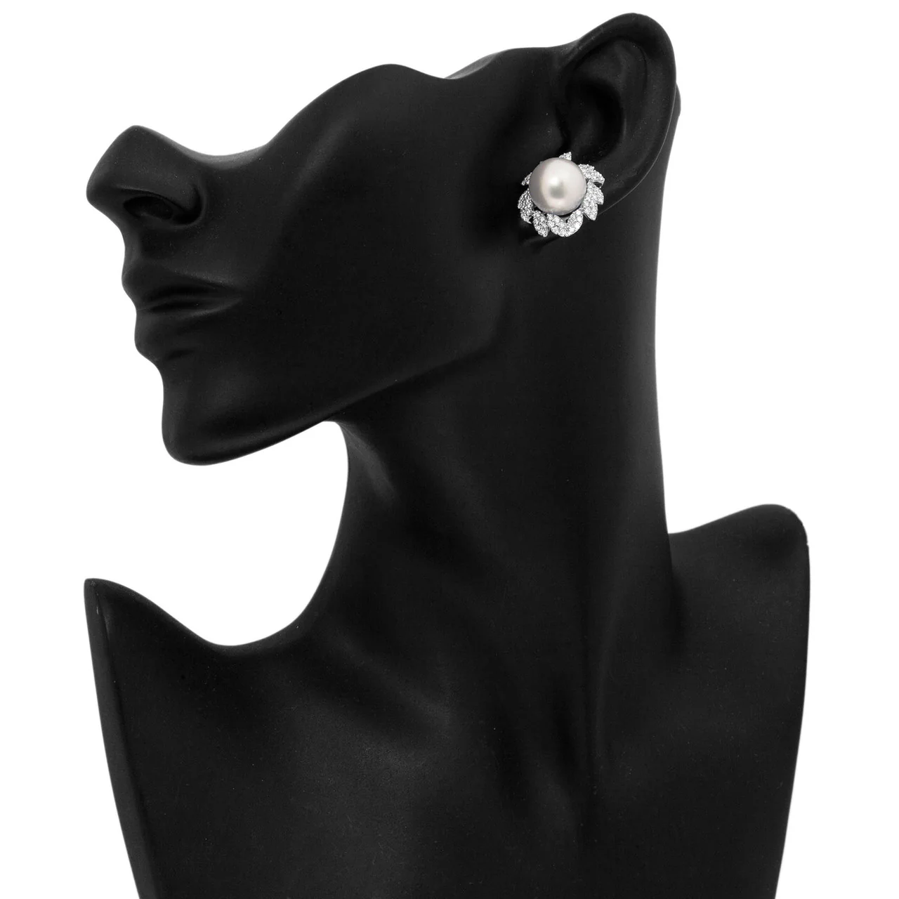 18K White Gold South Sea Pearl 1.98 Carat Diamond Earrings - Image 3