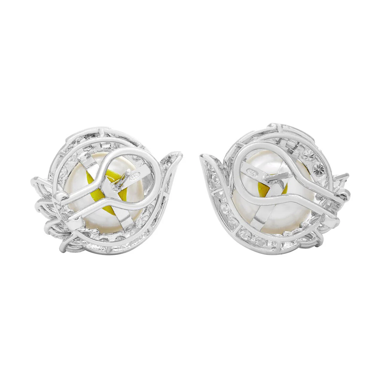 18K White Gold South Sea Pearl 2.10 Carat Diamond Earrings - Image 3