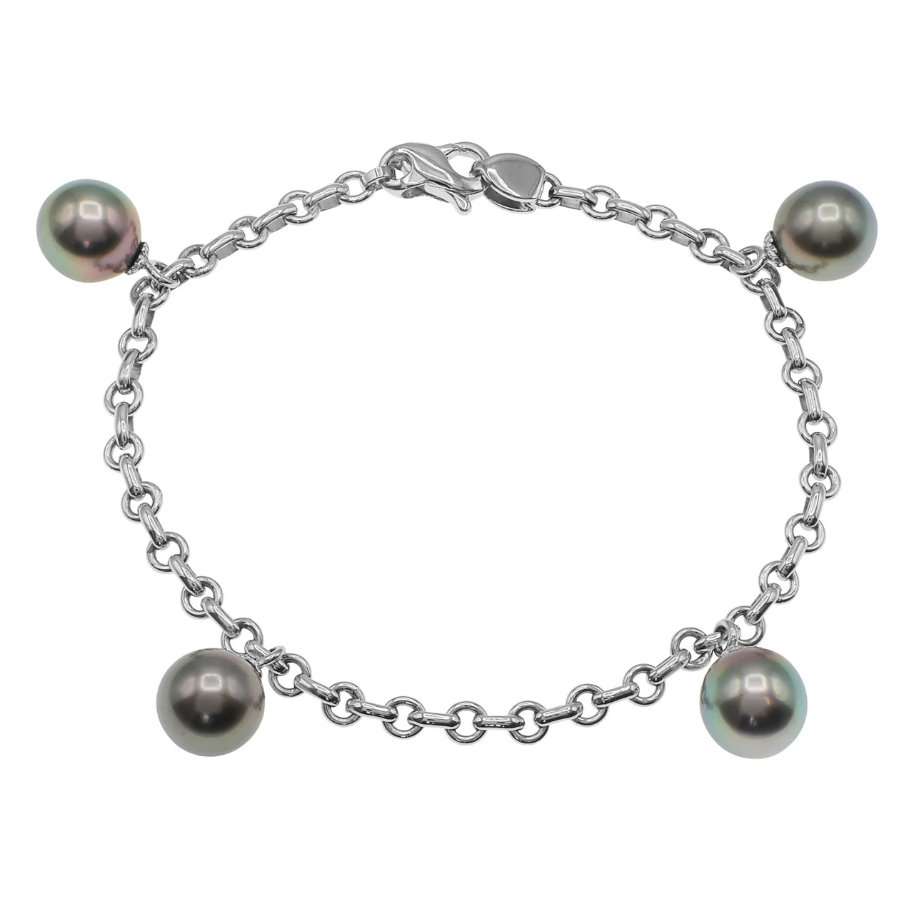 18K White Gold Tahitian Black Pearl Bracelet