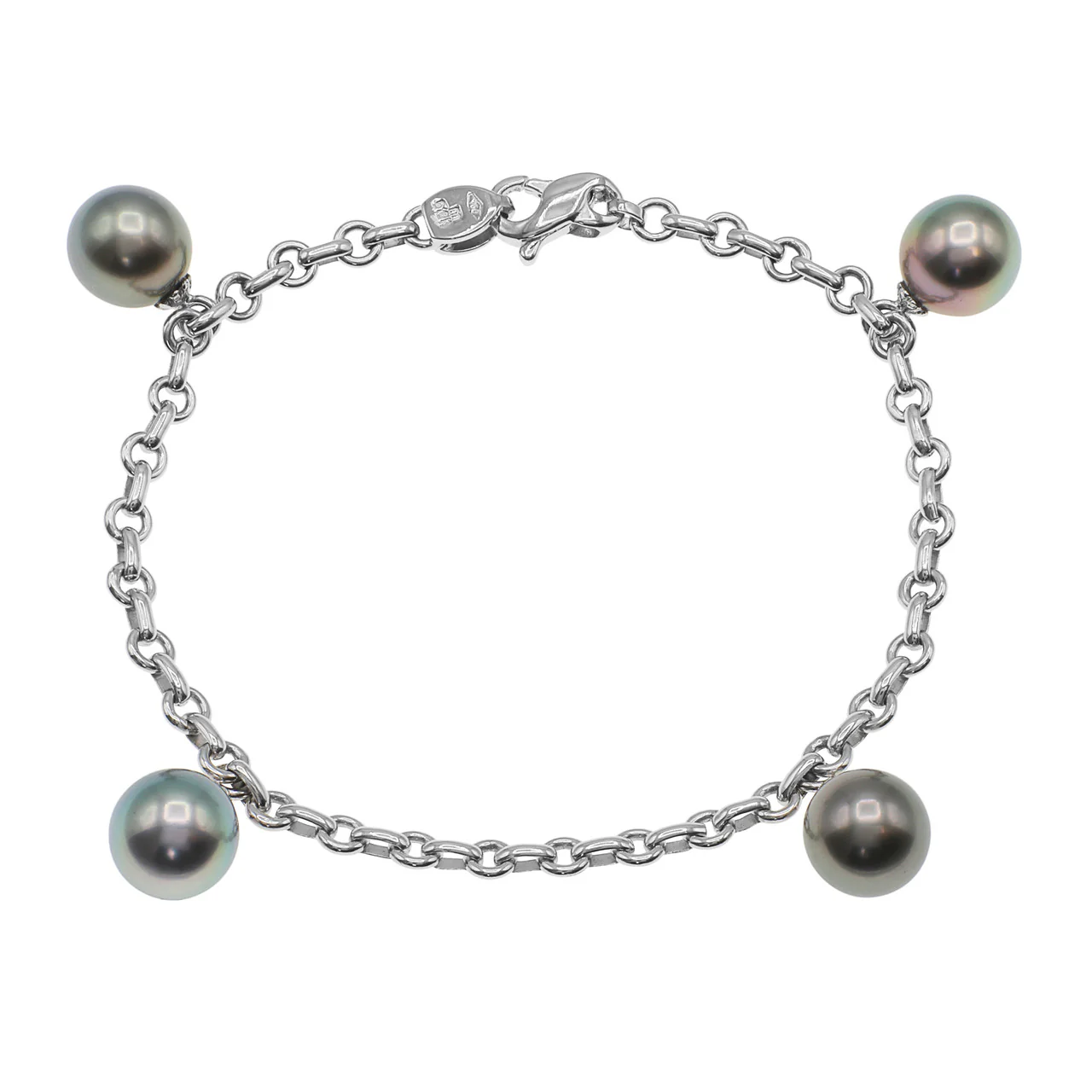 18K White Gold Tahitian Black Pearl Bracelet - Image 2