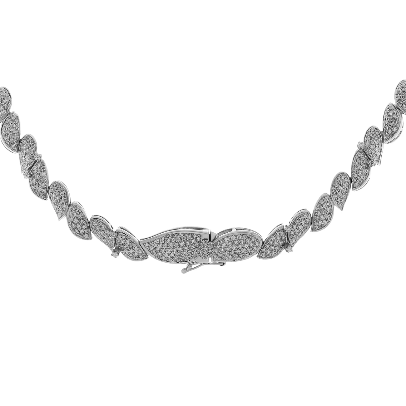 18K White Gold Tahitian Pearl Blossom Diamond Necklace - Image 2
