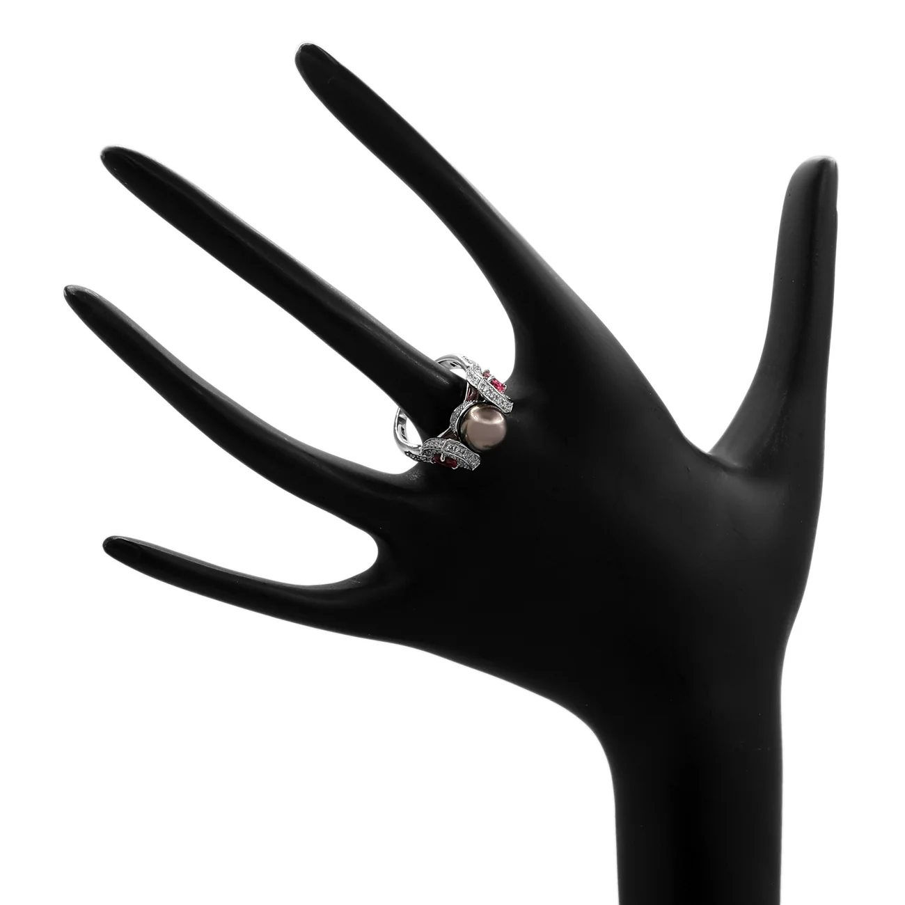 18K White Gold Tahitian Pearl Ring - Image 3