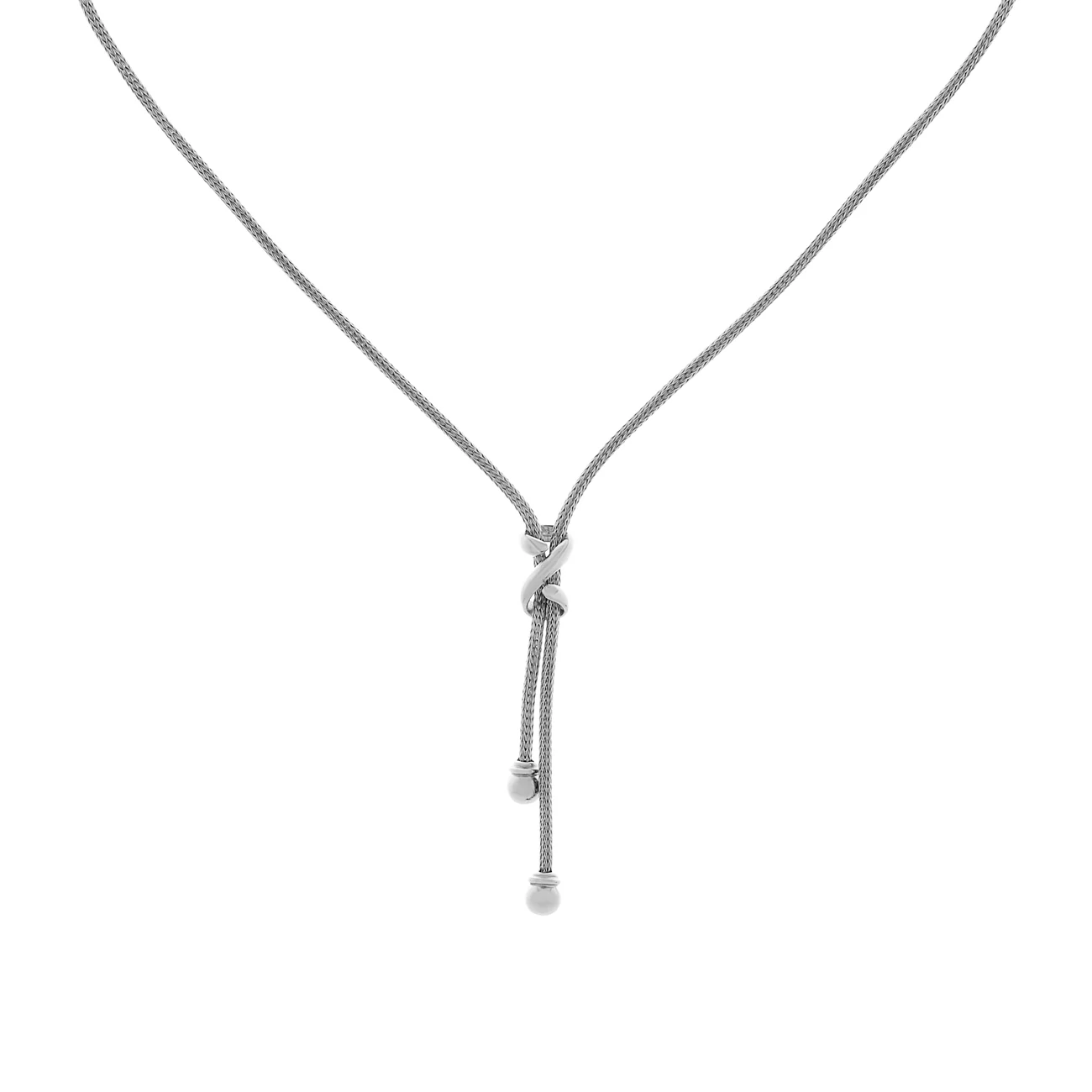 18K White Gold Woven Mesh Knot Necklace - Image 2
