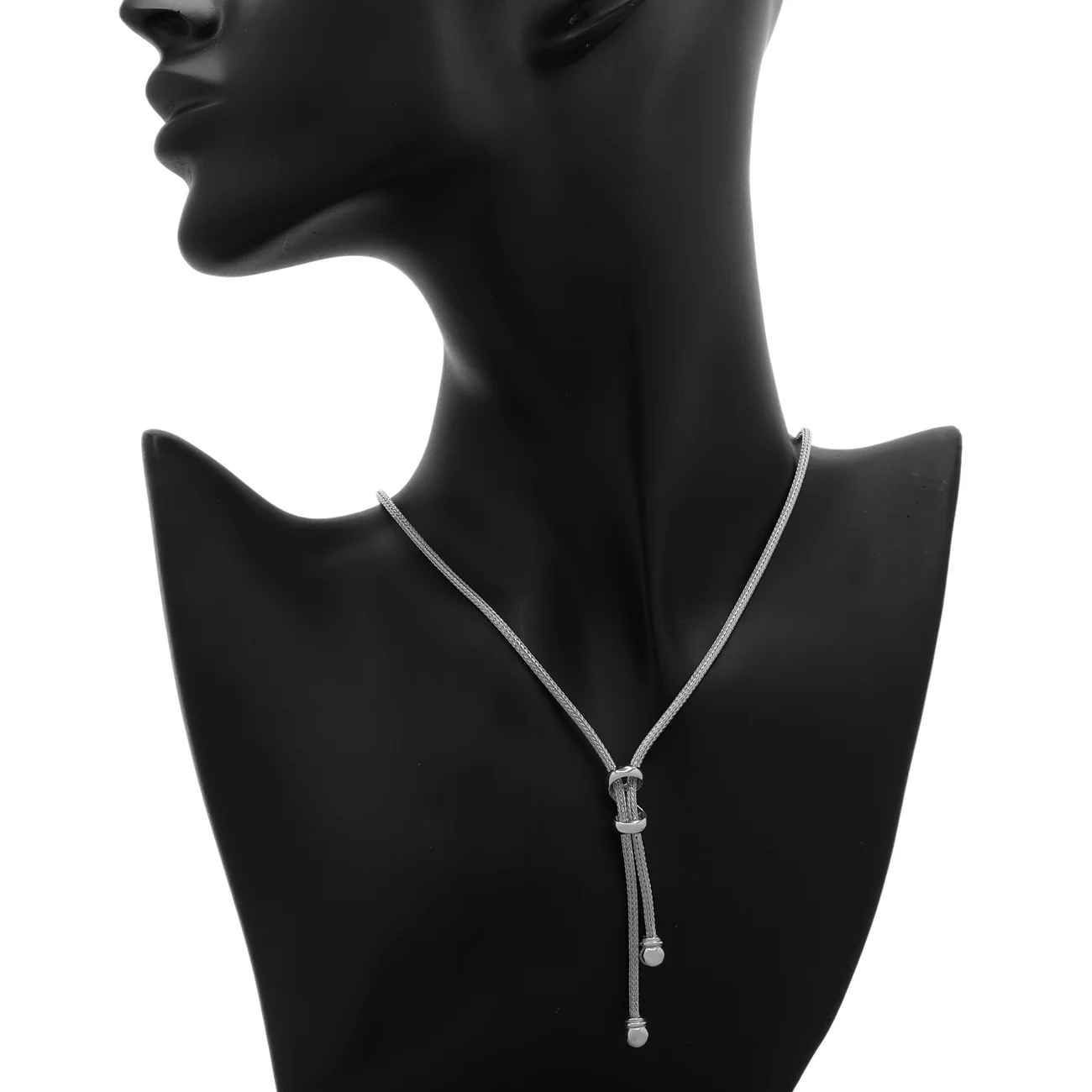 18K White Gold Woven Mesh Knot Necklace - Image 3