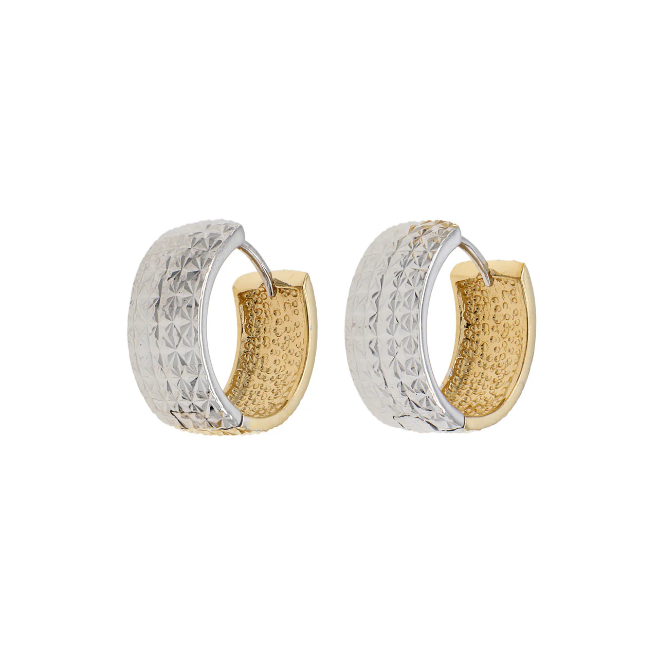 18K White & Yellow Gold Hoop Earrings