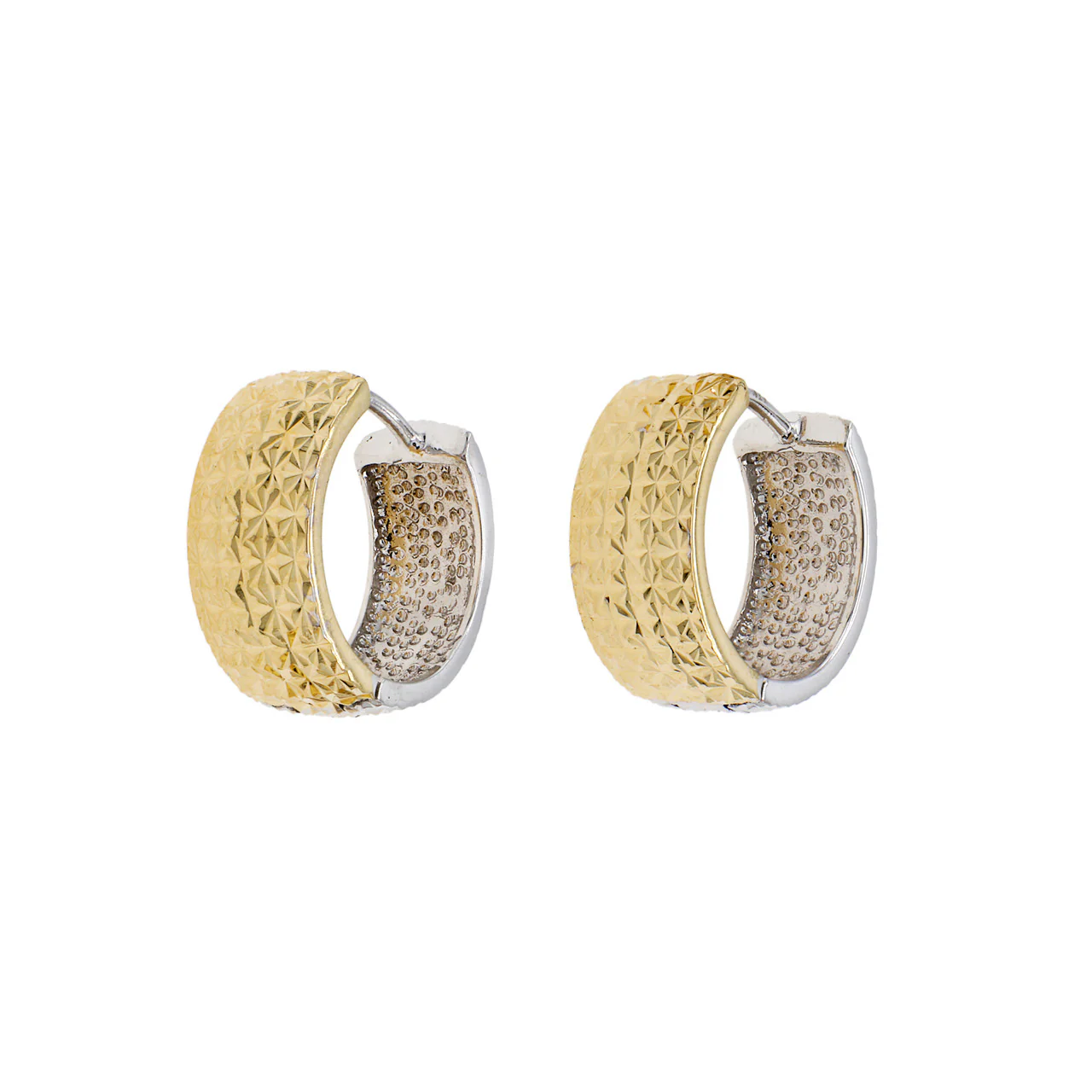 18K White & Yellow Gold Hoop Earrings - Image 2