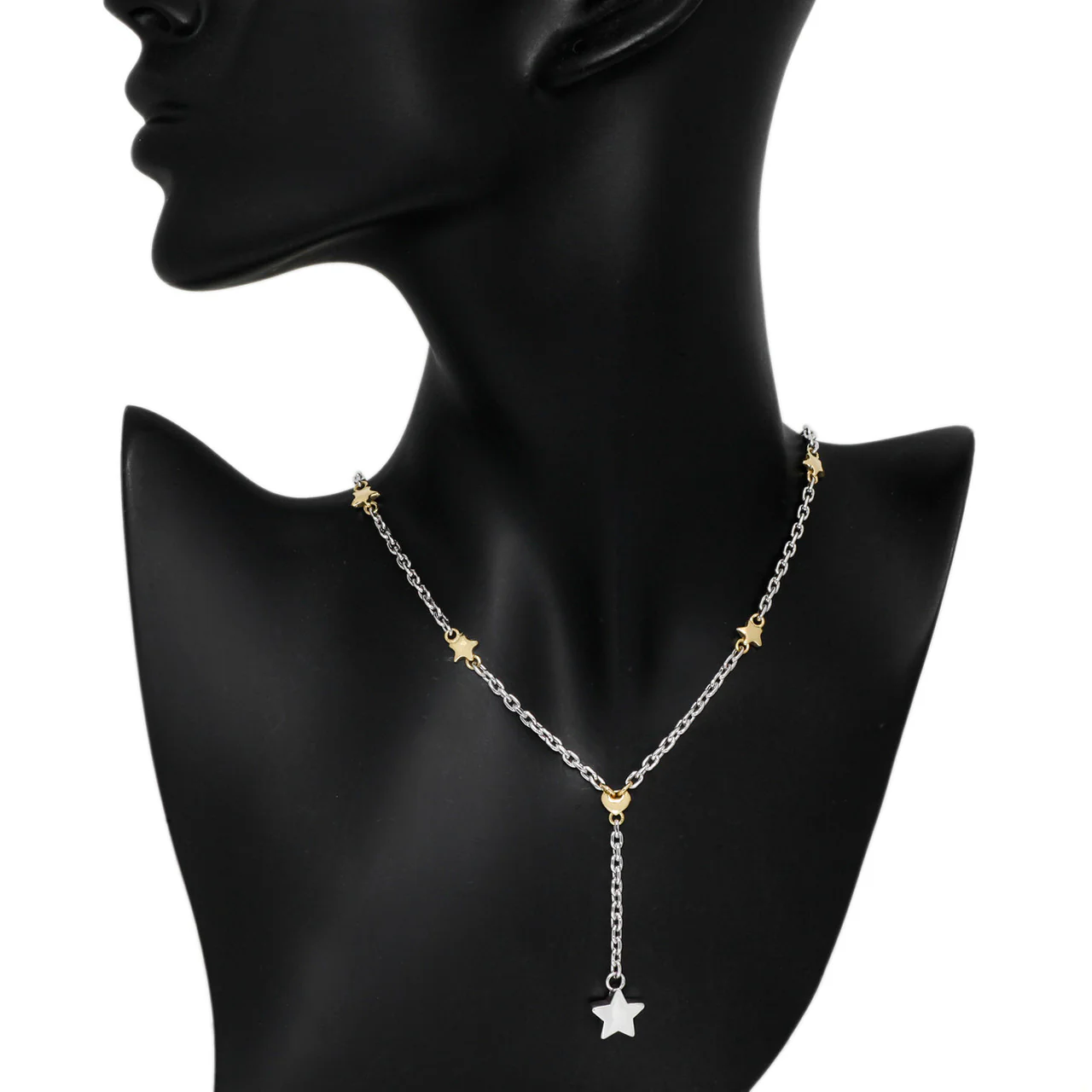 18K White & Yellow Gold Star Necklace - Image 3