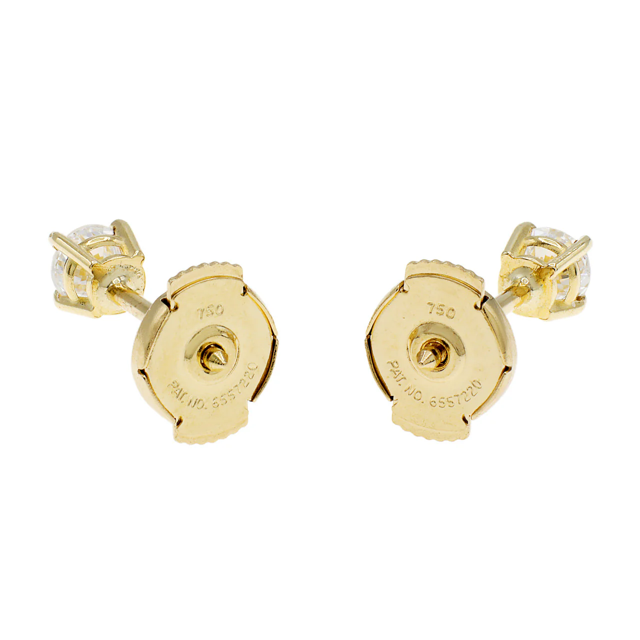 18K Yellow Gold 0.30 Carat Diamond Stud Earrings - Image 2