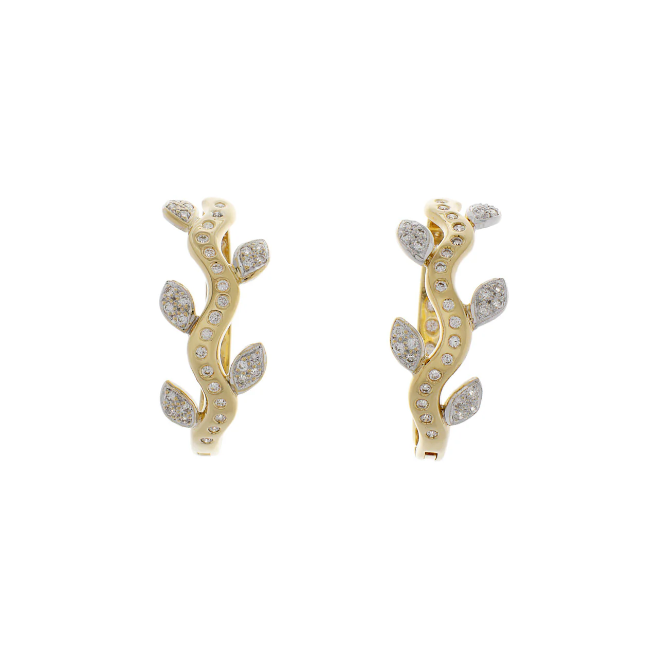 18K Yellow Gold 0.50 Carat Diamond Hoop Earrings