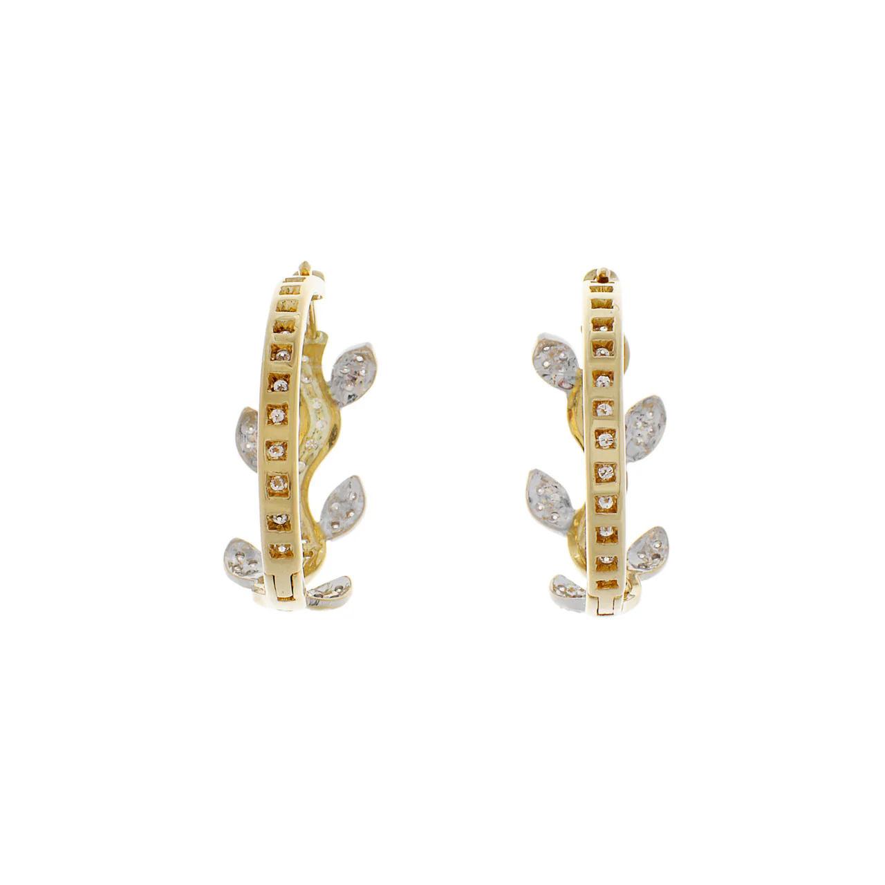 18K Yellow Gold 0.50 Carat Diamond Hoop Earrings - Image 2