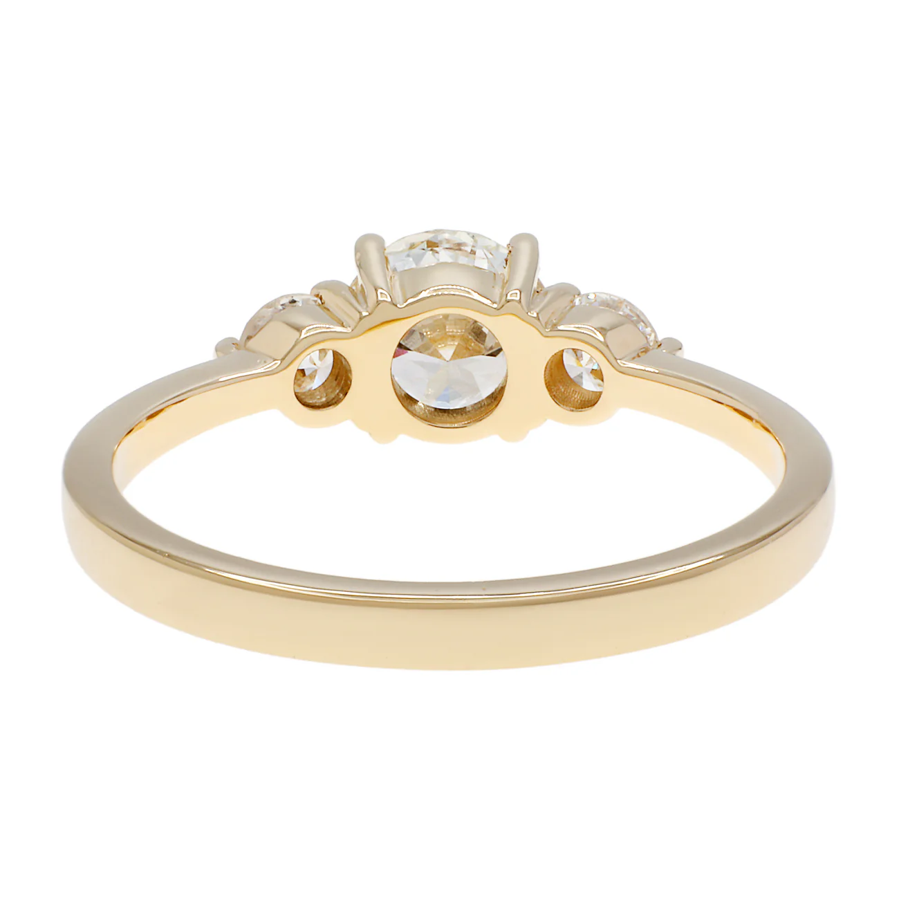 18K Yellow Gold 0.57 Carat Past Present Future Diamond Ring - Image 2