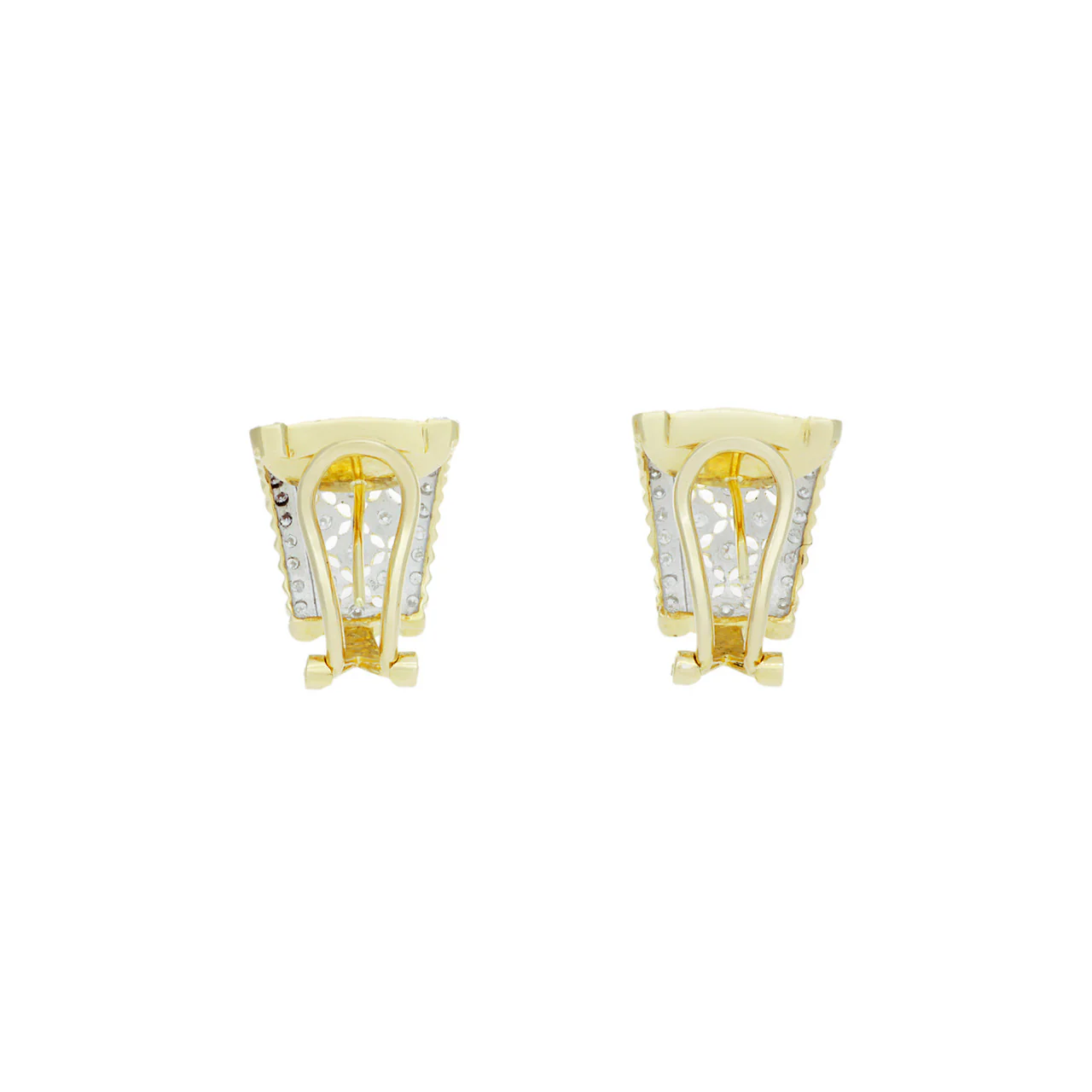 18K Yellow Gold 0.72 Carat Diamond Half Hoop Earrings - Image 2