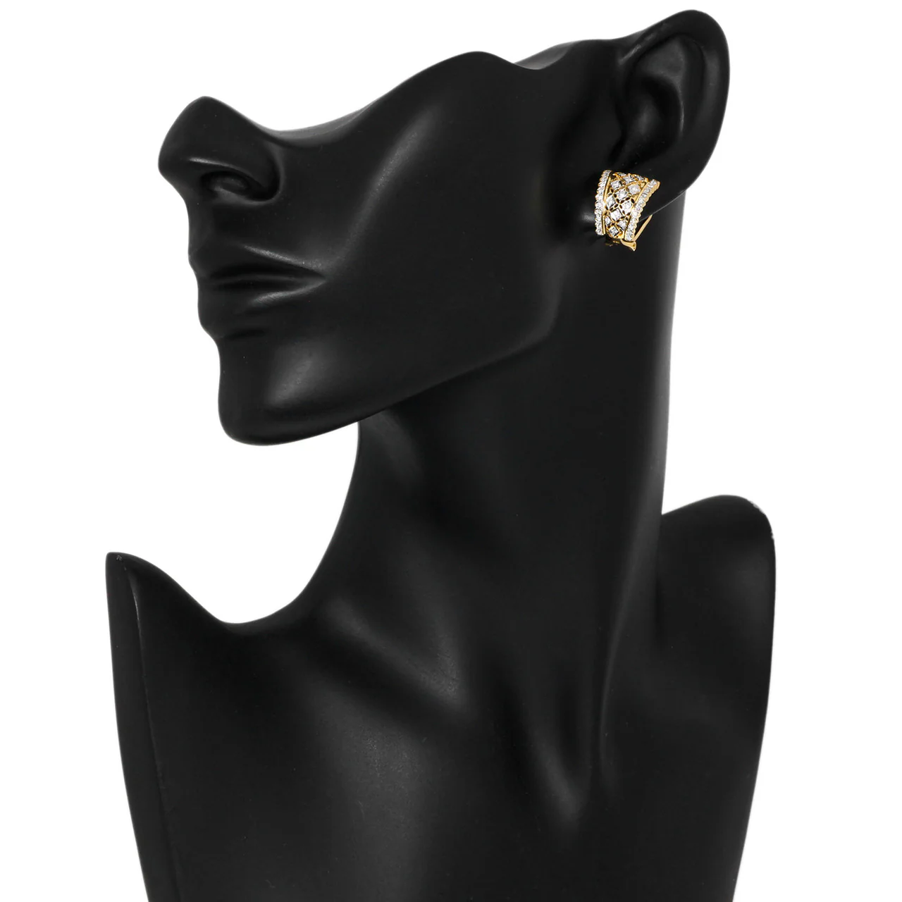 18K Yellow Gold 0.72 Carat Diamond Half Hoop Earrings - Image 3