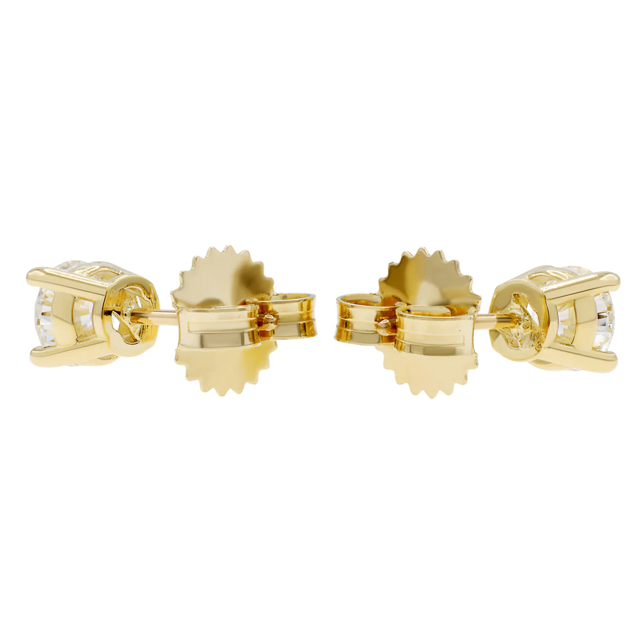 18K Yellow Gold 0.90 Carat Diamond Earrings - Image 2