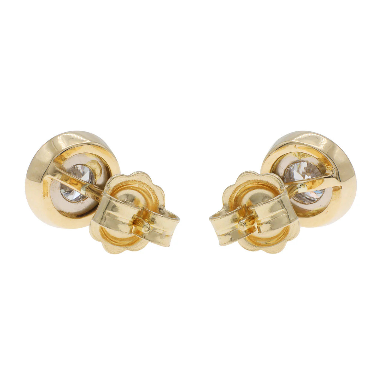 18K Yellow Gold 1.00 Carat Diamond Stud Earrings - Image 3