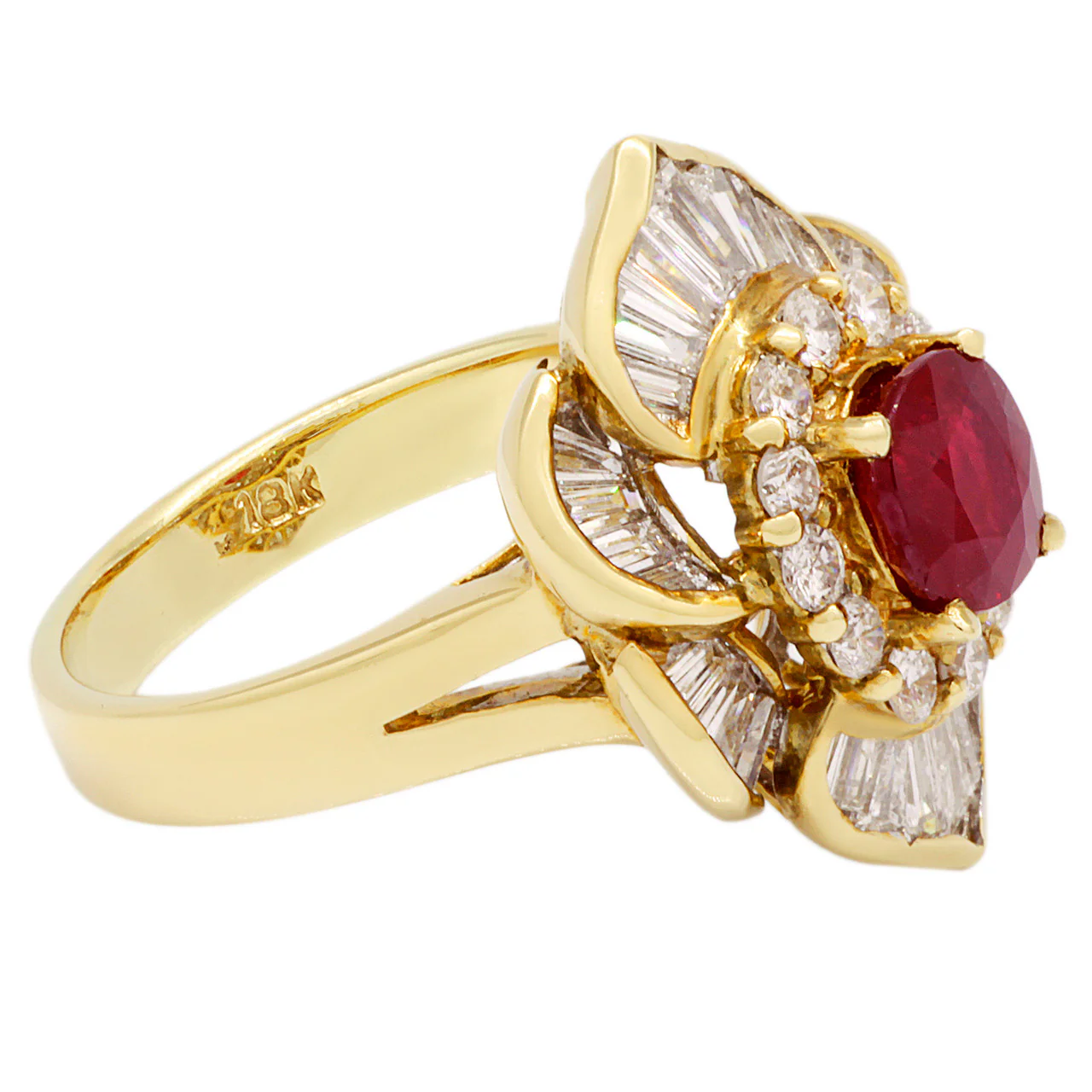 18K Yellow Gold 1.25 Carat Ruby Diamond Ring - Image 2