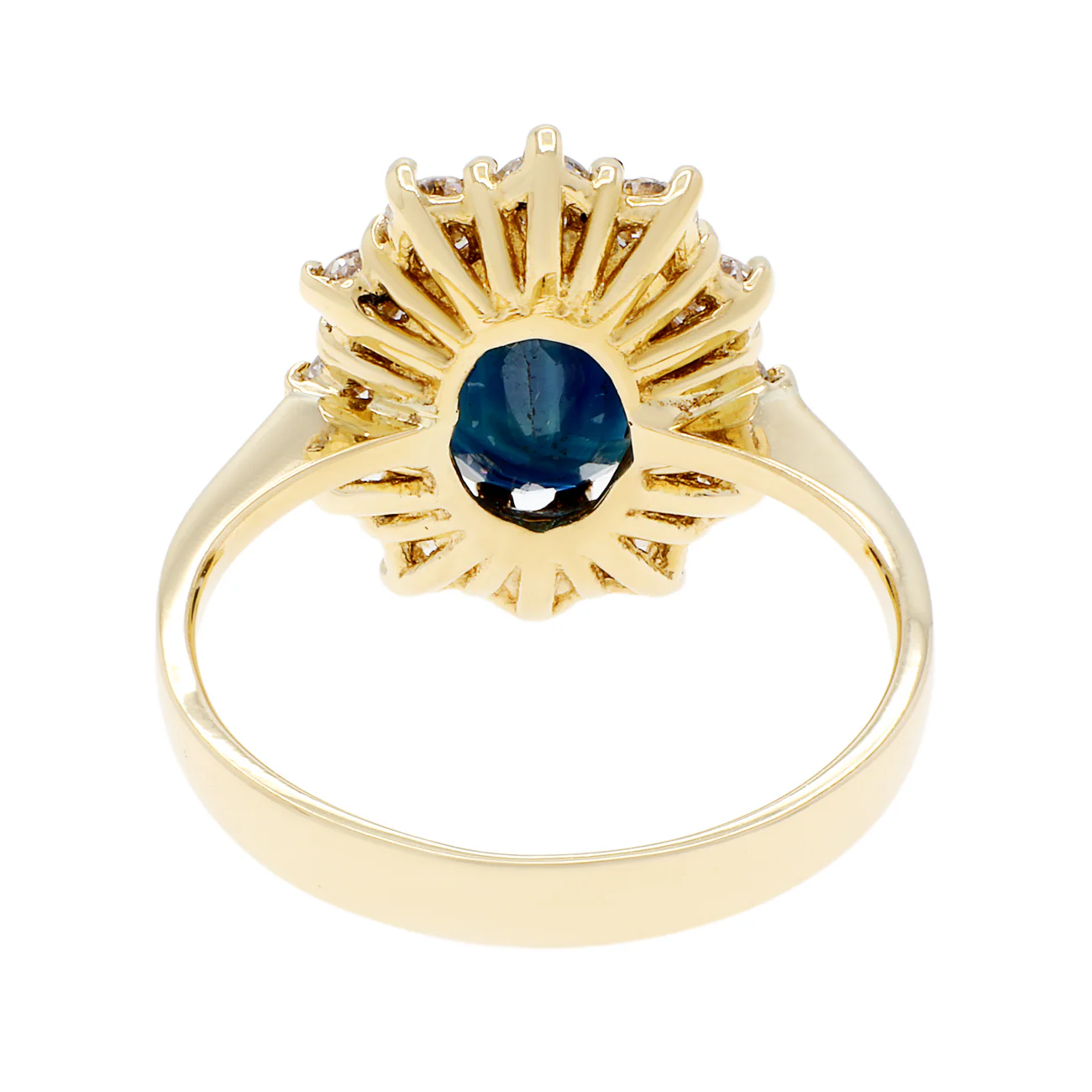 18K Yellow Gold 1.34 Carat Oval Sapphire Diamond Halo Ring - Image 2