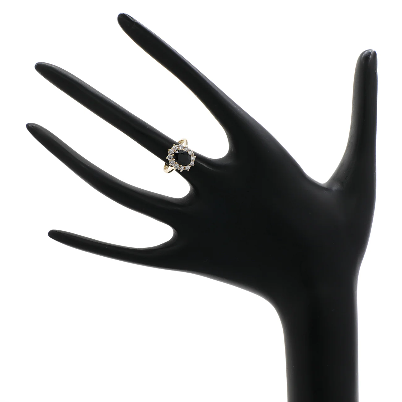 18K Yellow Gold 1.34 Carat Oval Sapphire Diamond Halo Ring - Image 3