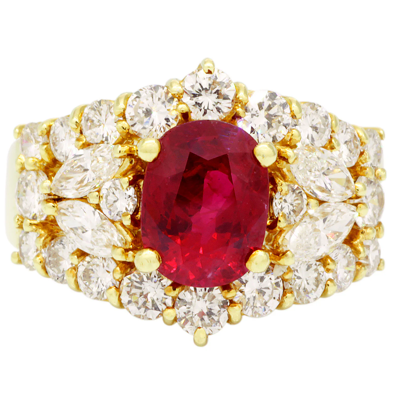 18K Yellow Gold 1.80 Carat Ruby Diamond Ring
