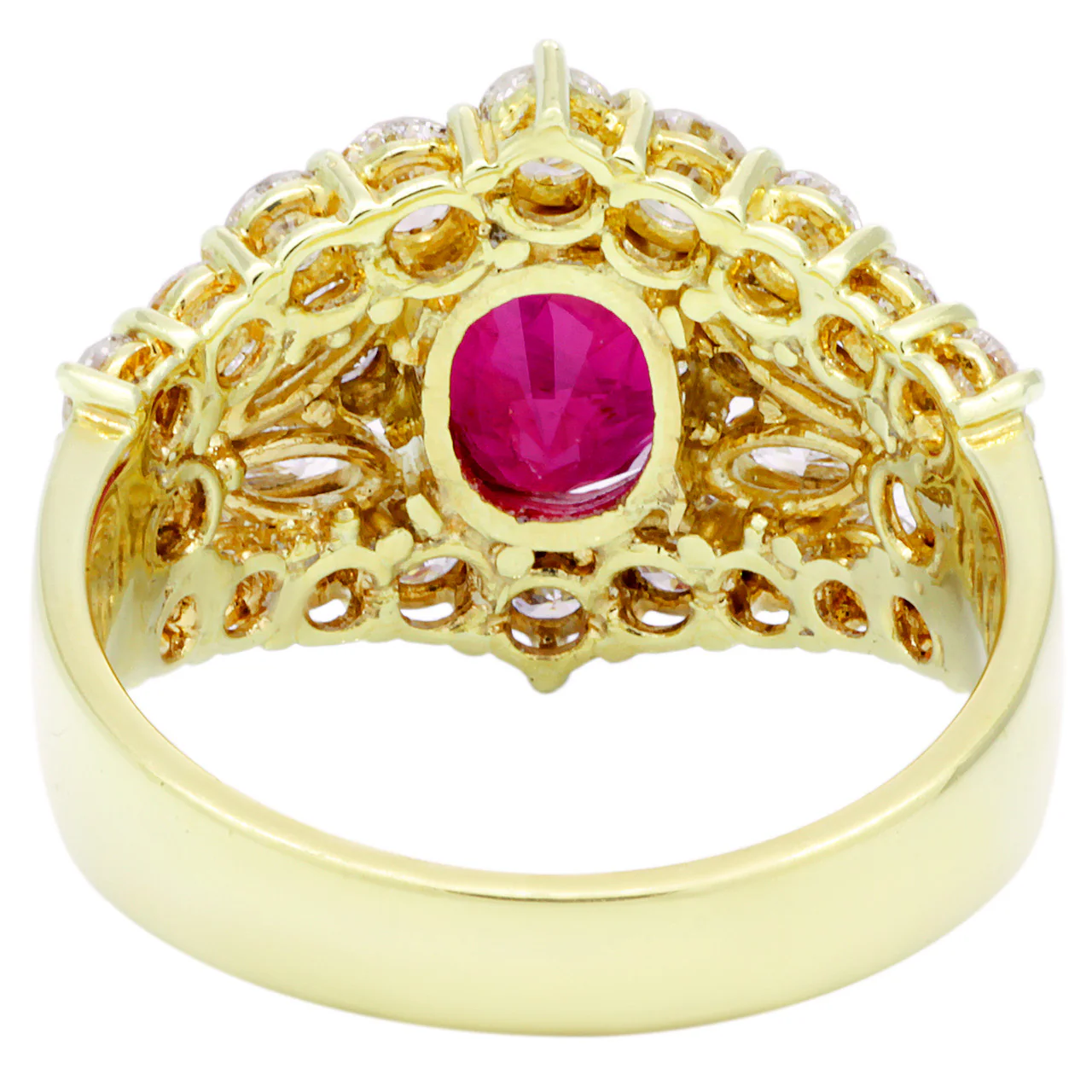 18K Yellow Gold 1.80 Carat Ruby Diamond Ring - Image 2