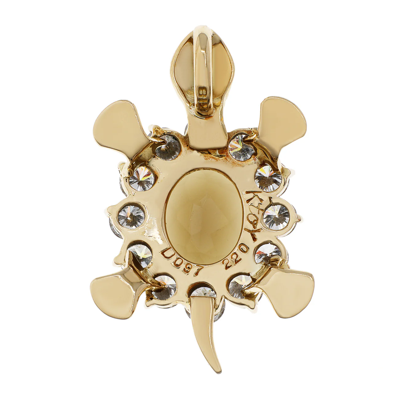 18K Yellow Gold 2.20 Carat Smokey Quartz Turtle Pendant - Image 4