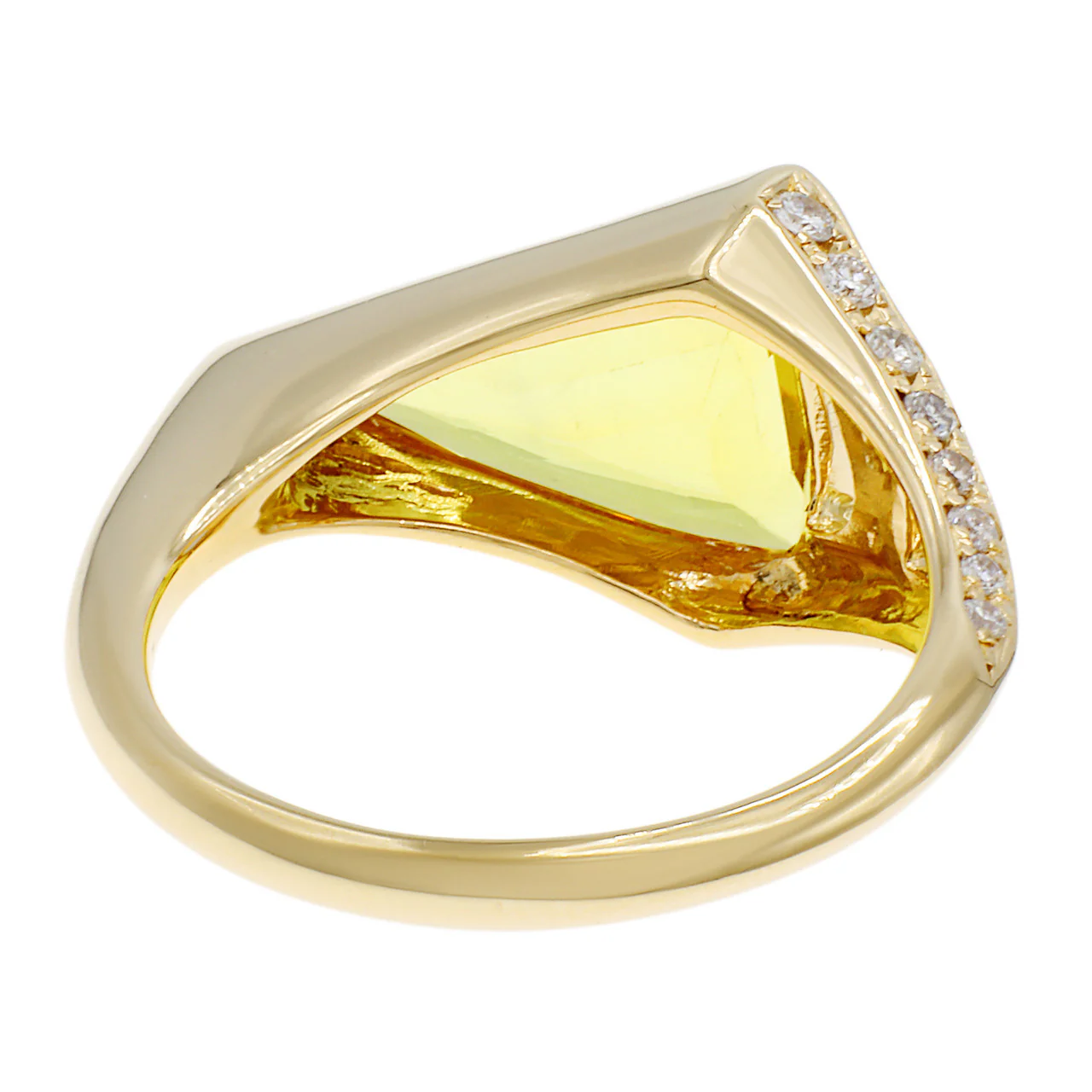 18K Yellow Gold 2.55 Carat Triangular Yellow Sapphire Ring - Image 2