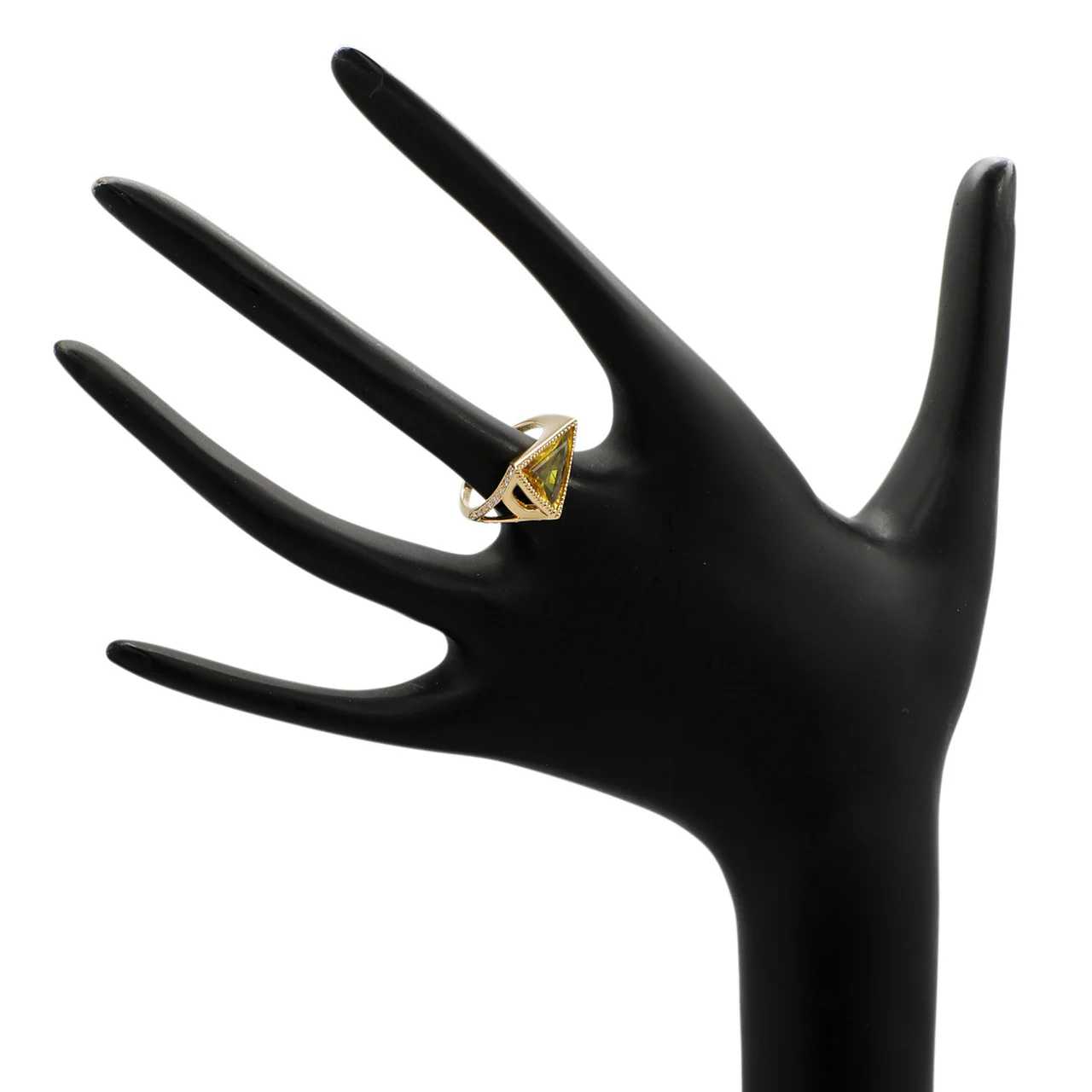 18K Yellow Gold 2.55 Carat Triangular Yellow Sapphire Ring - Image 3