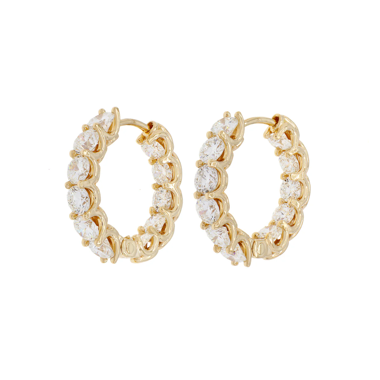 18K Yellow Gold 3.27 Carat Diamond Hoop Earrings
