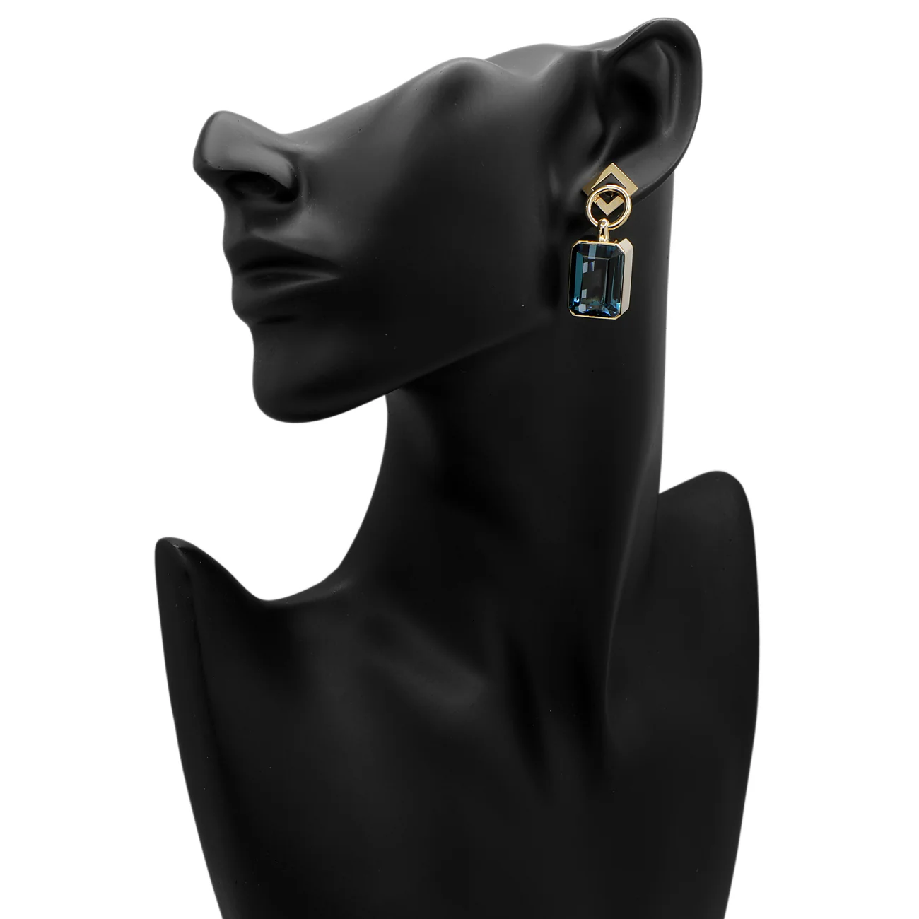 18K Yellow Gold 38.58 Carat Blue Topaz Earrings - Image 3