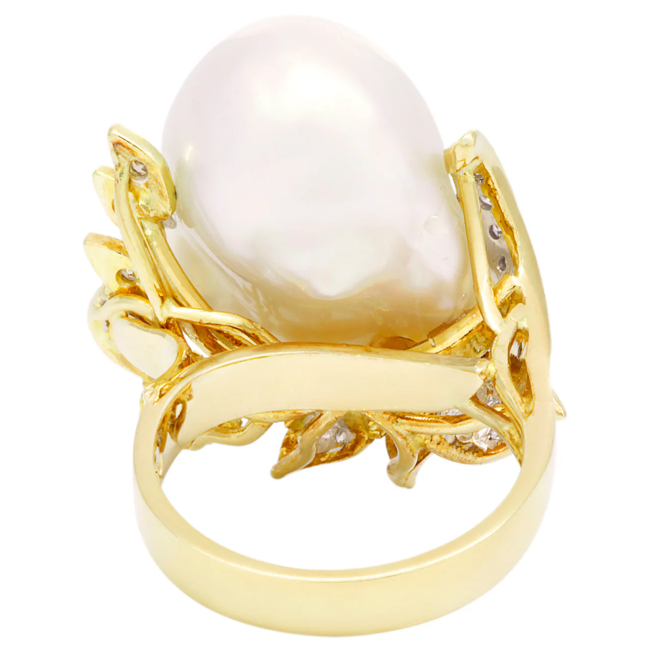 18K Yellow Gold Baroque South Sea Pearl Ring - Image 2