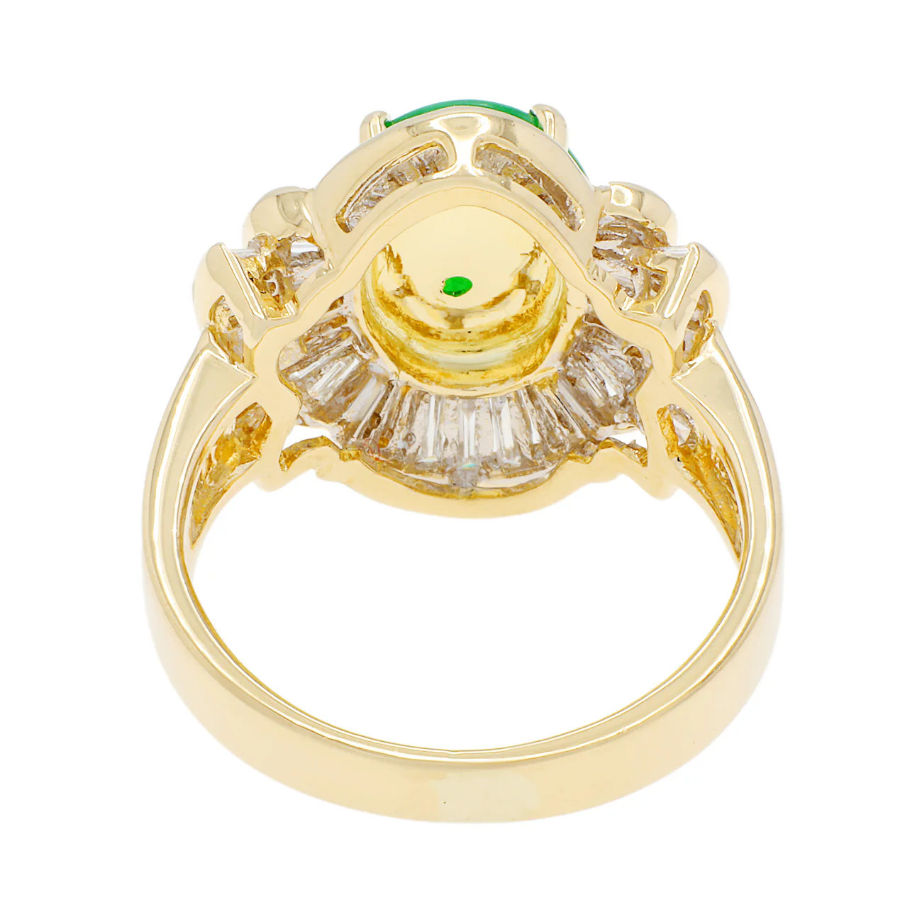 18K Yellow Gold Cabochon Jadeite Diamond Ring - Image 2