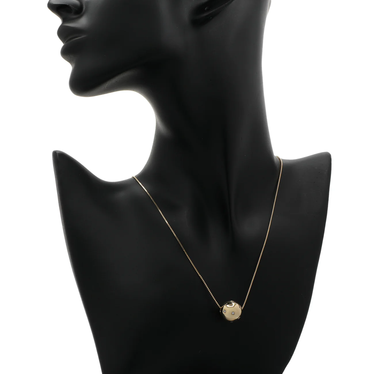 18K Yellow Gold Diamond Slide Sphere Pendant - Image 3
