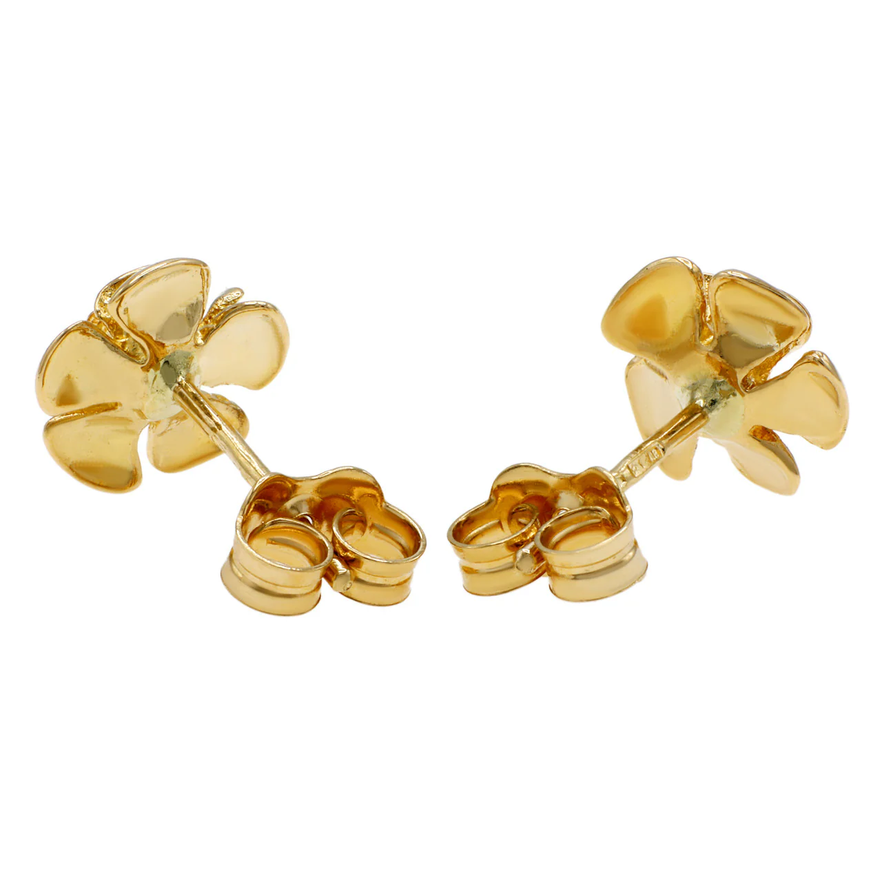 18K Yellow Gold Flower Earrings - Image 3