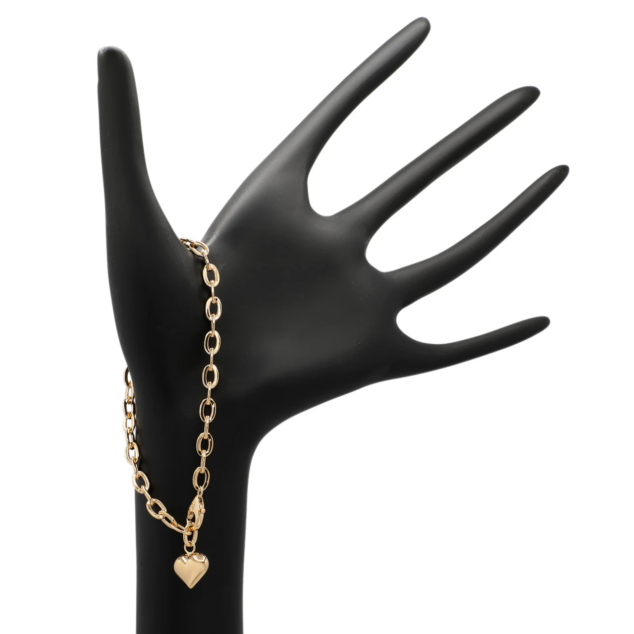 18K Yellow Gold Heart Charm Link Bracelet - Image 2