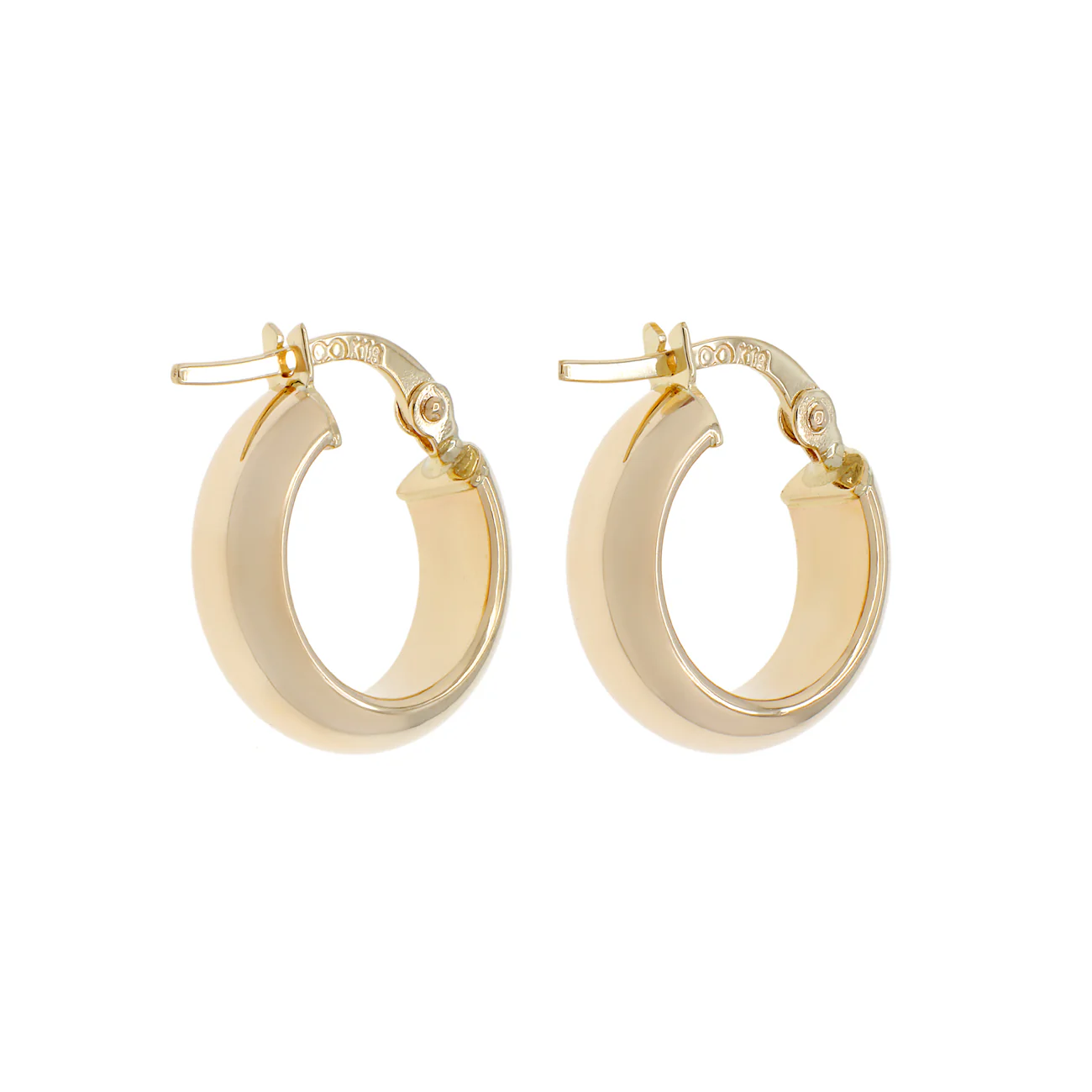 18K Solid Yellow Gold Hoop Earrings - Image 2