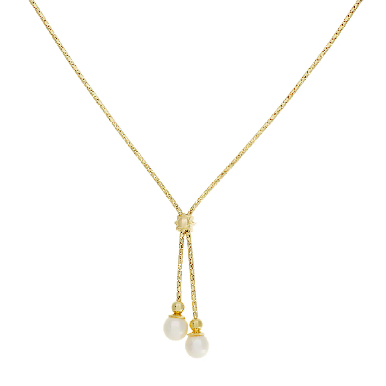 18K Yellow Gold Pearl Drop Pendant Necklace