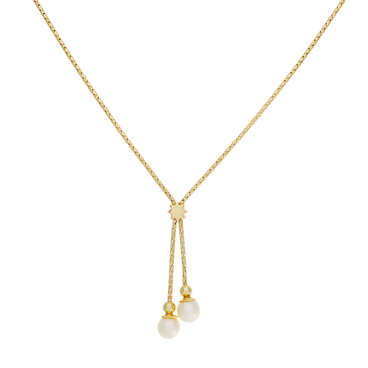 18K Yellow Gold Pearl Drop Pendant Necklace - Image 2