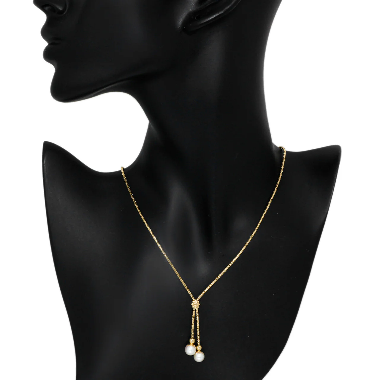 18K Yellow Gold Pearl Drop Pendant Necklace - Image 3