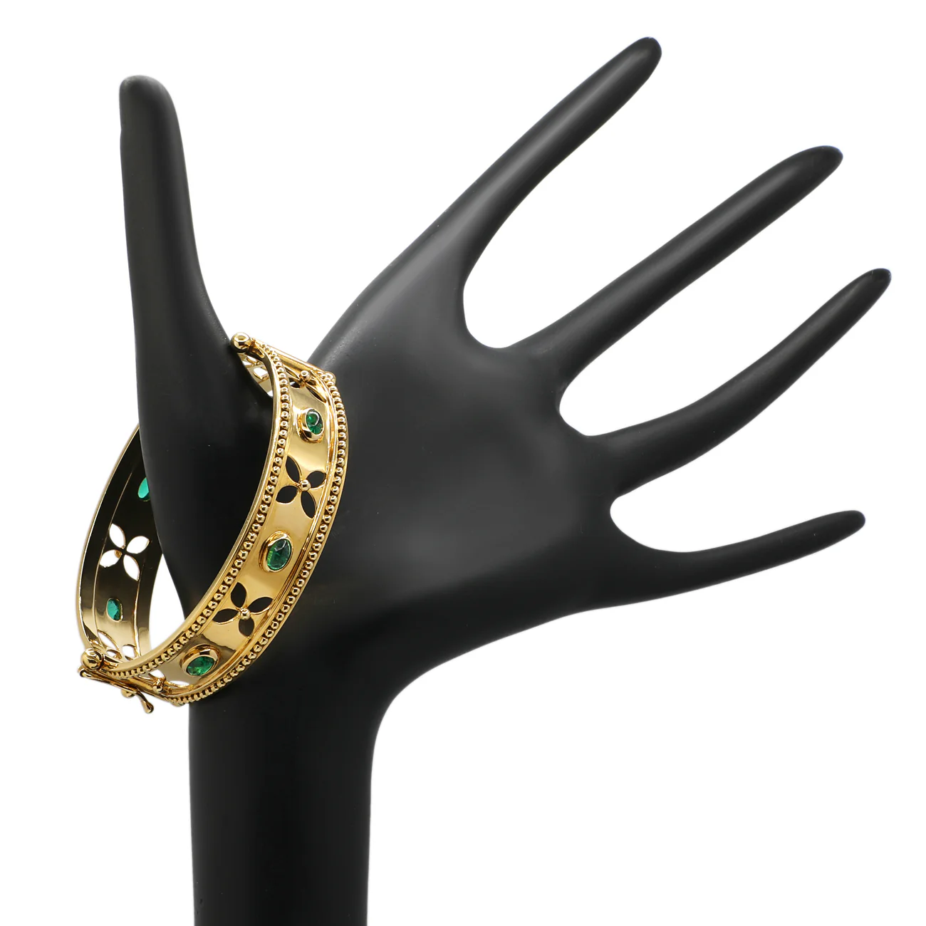 18K Yellow Gold Temple St. Clair 3.18 Carat Emerald Bangle - Image 3