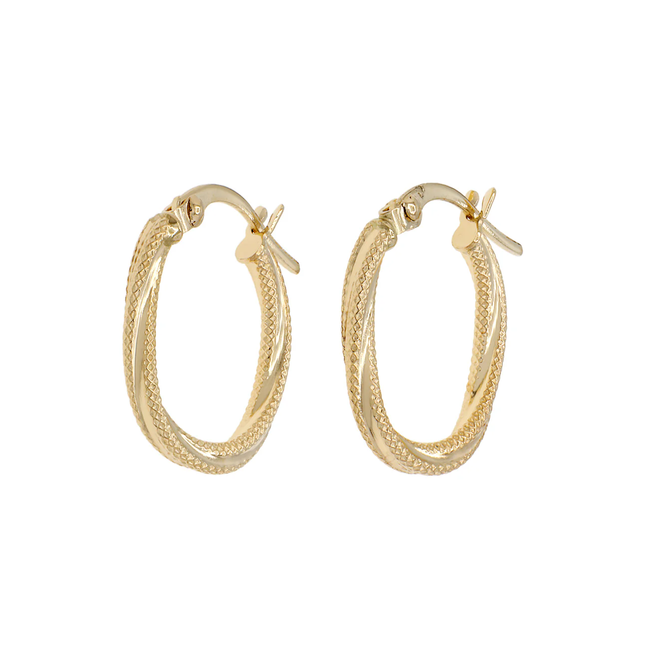 18K Yellow Gold Twist Hoop Earrings