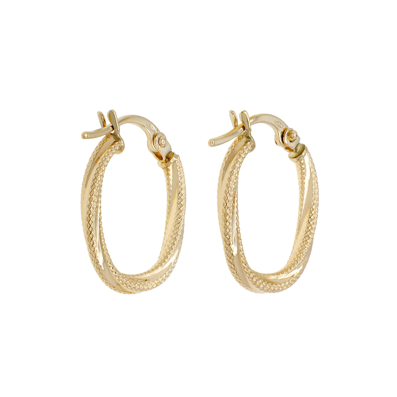 18K Yellow Gold Twist Hoop Earrings - Image 2