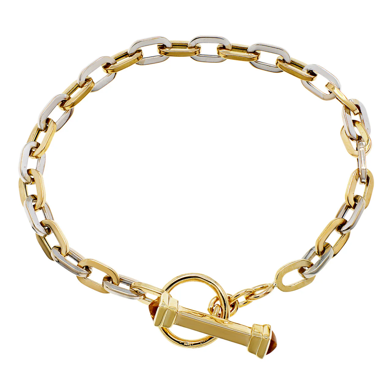 18K Yellow & White Gold Citrine Toggle Bracelet