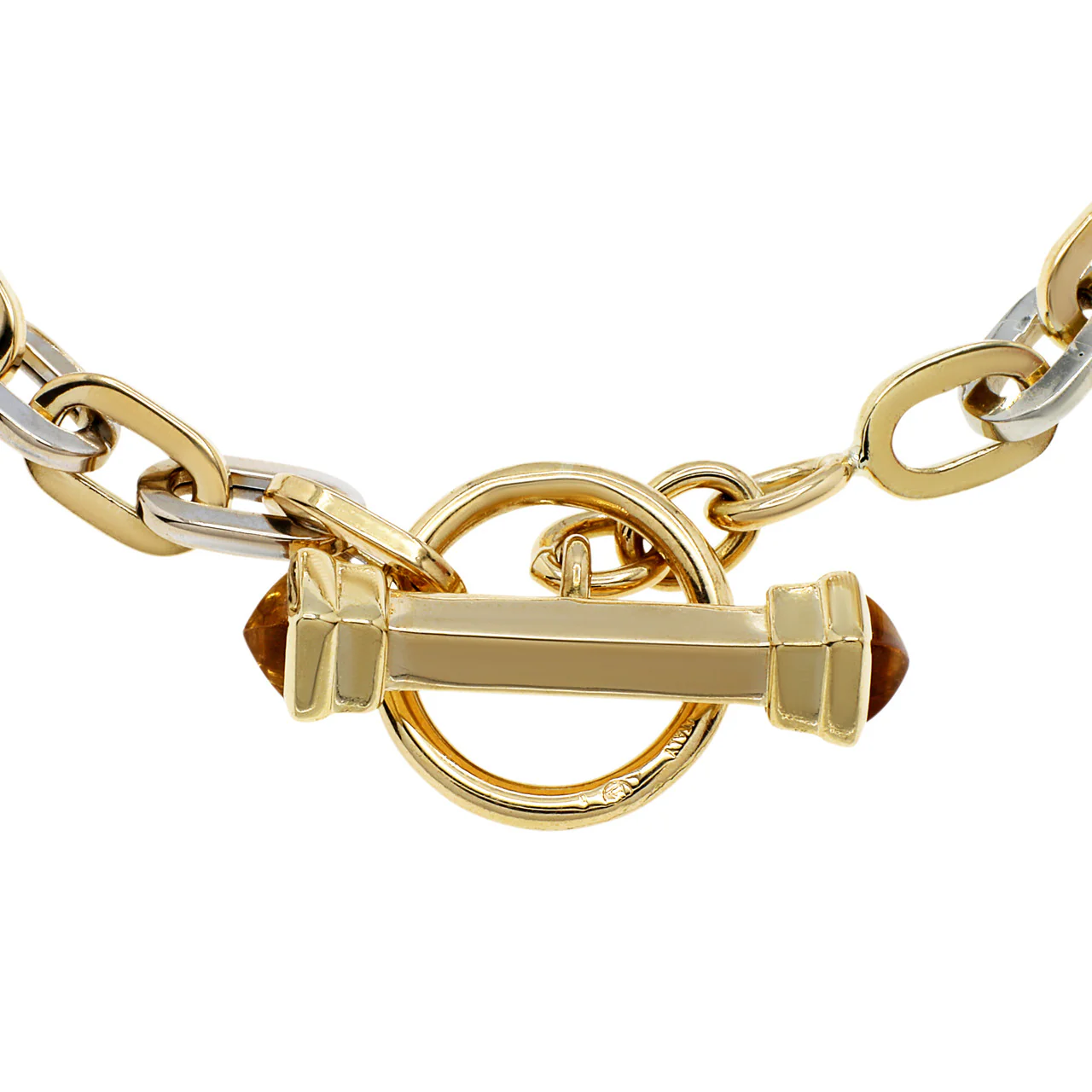 18K Yellow & White Gold Citrine Toggle Bracelet - Image 2