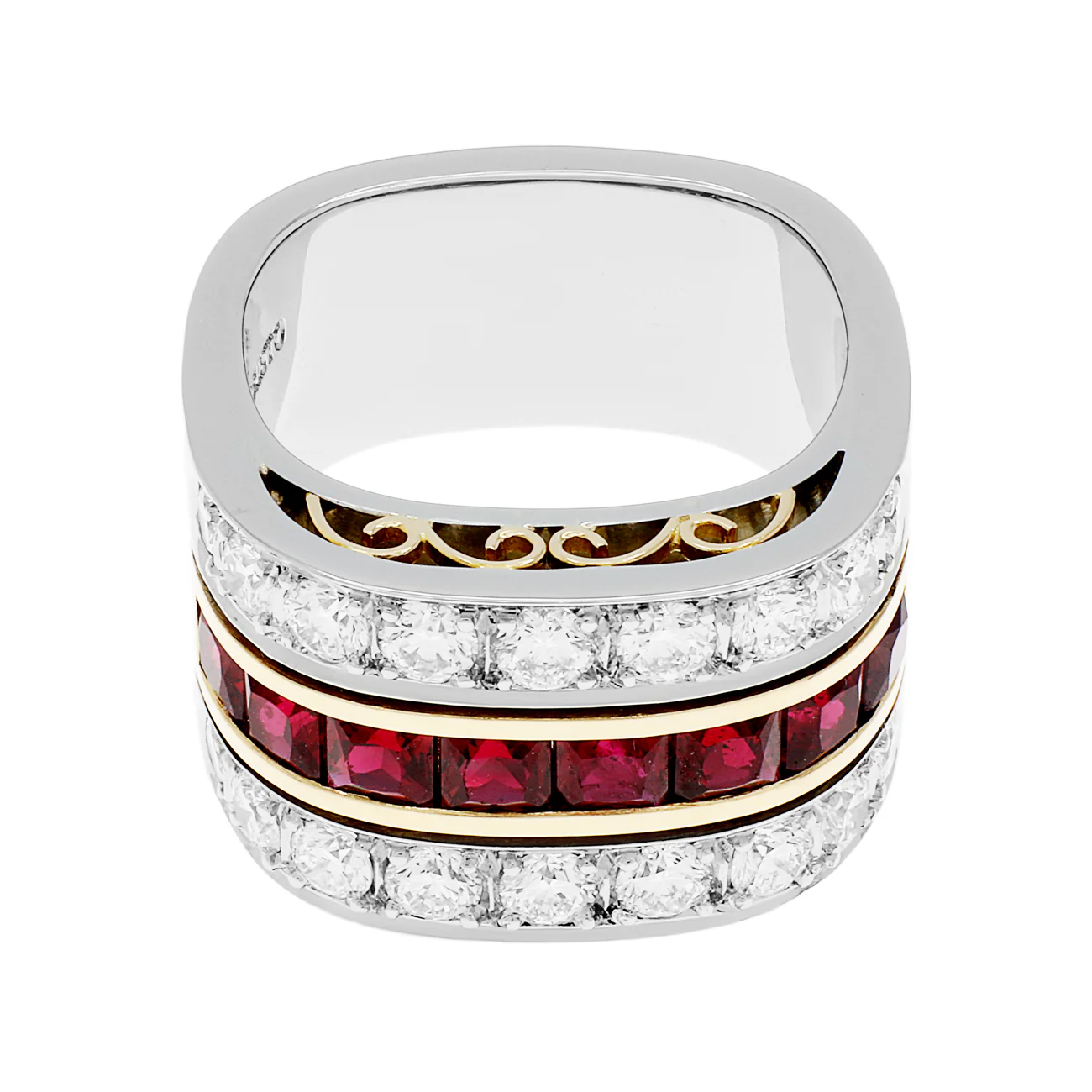 19K Montecristo 1.68 Carat Ruby Diamond Band Ring