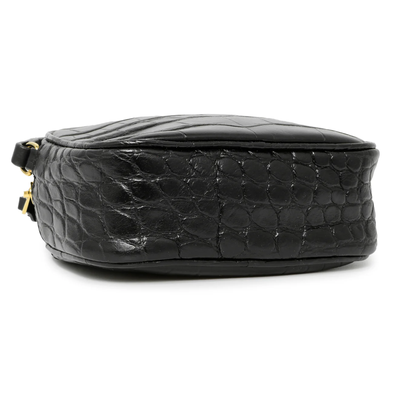 Alexander McQueen Black Calfskin Crocodile-Embossed Mini Camera Shoulder Bag - Image 4
