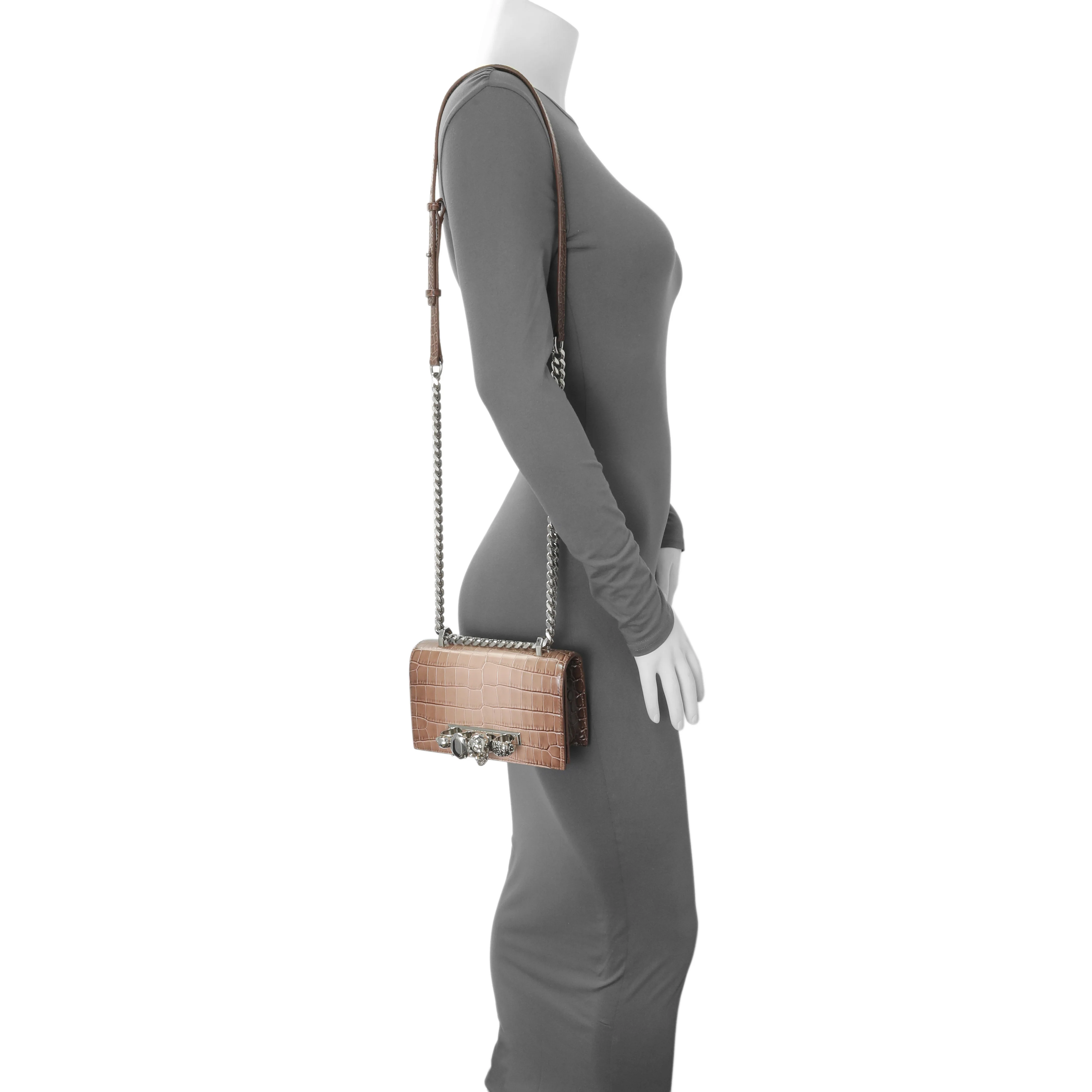 Alexander McQueen Crocodile Embossed Jeweled Satchel - Image 10