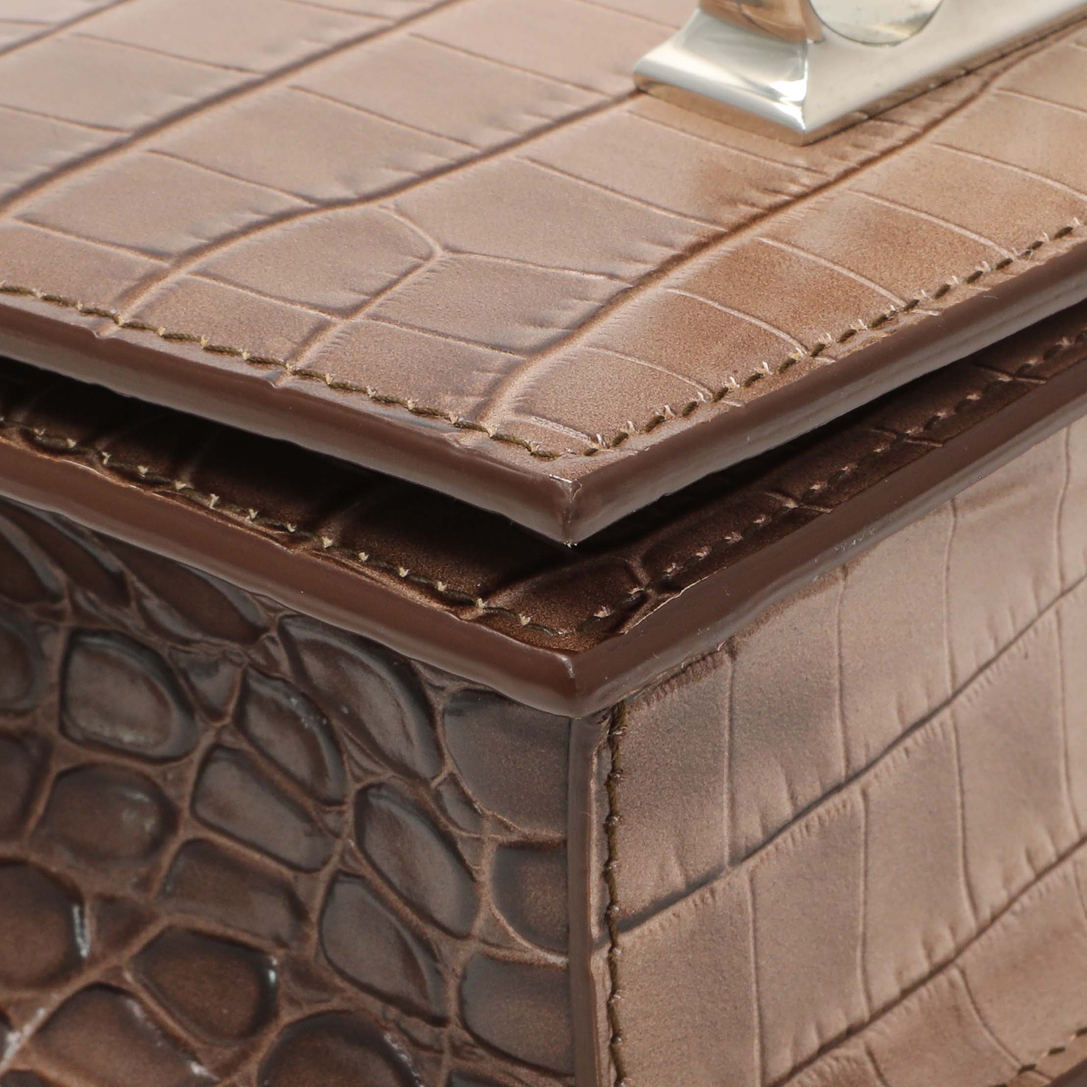 Alexander McQueen Crocodile Embossed Jeweled Satchel - Image 4