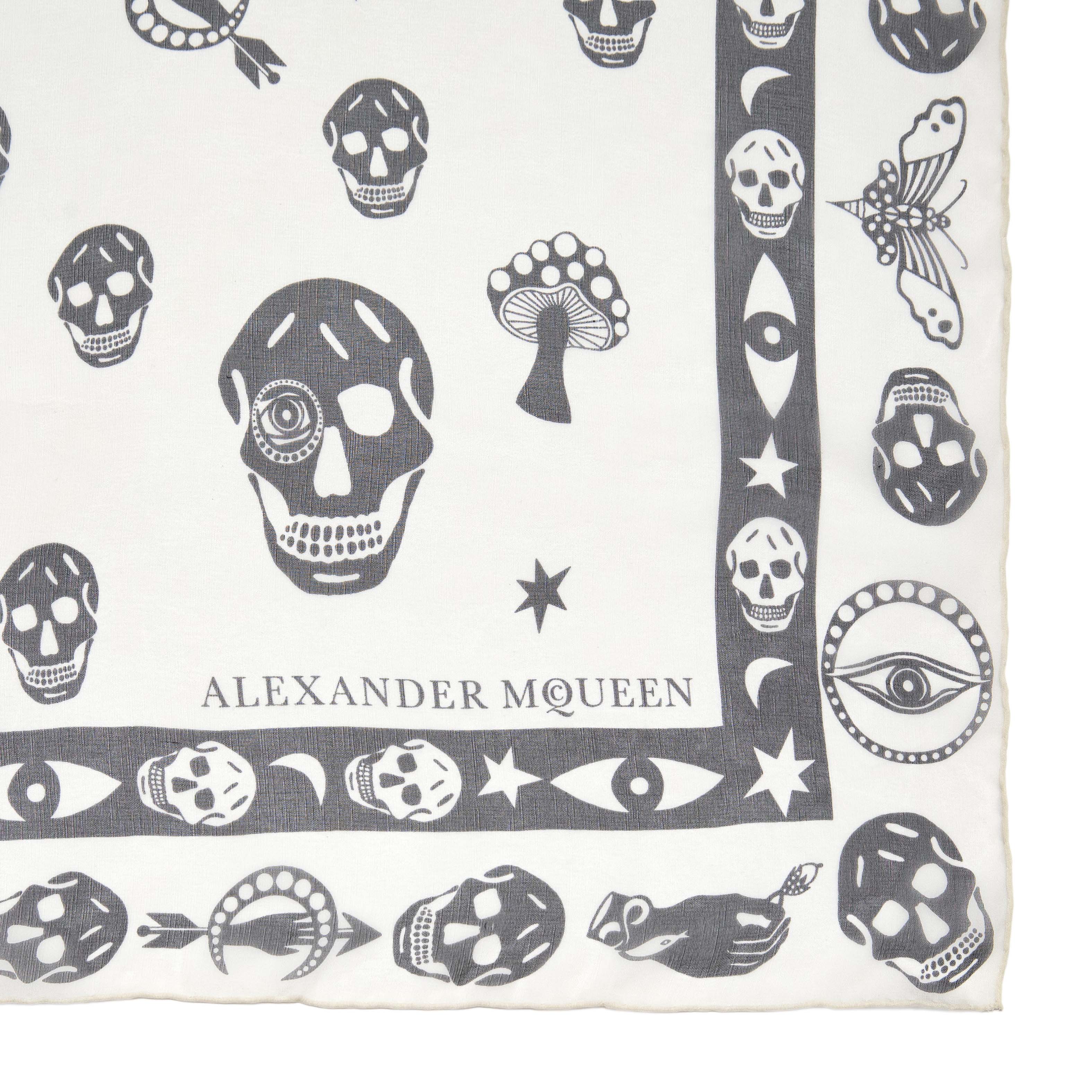 Alexander McQueen Ivory Black Silk Skull Scarf - Image 4