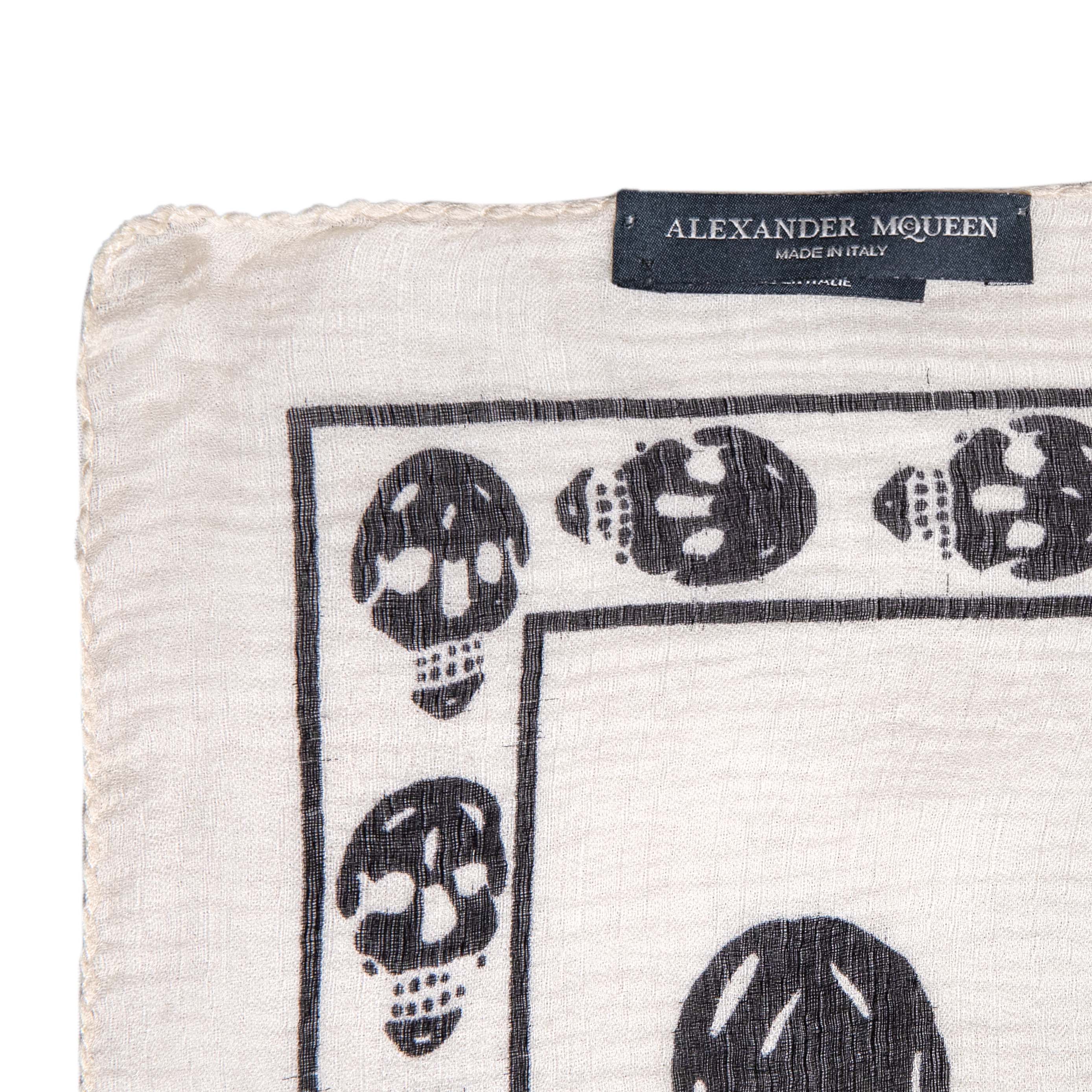 Alexander McQueen Ivory Silk Skull Scarf - Image 5