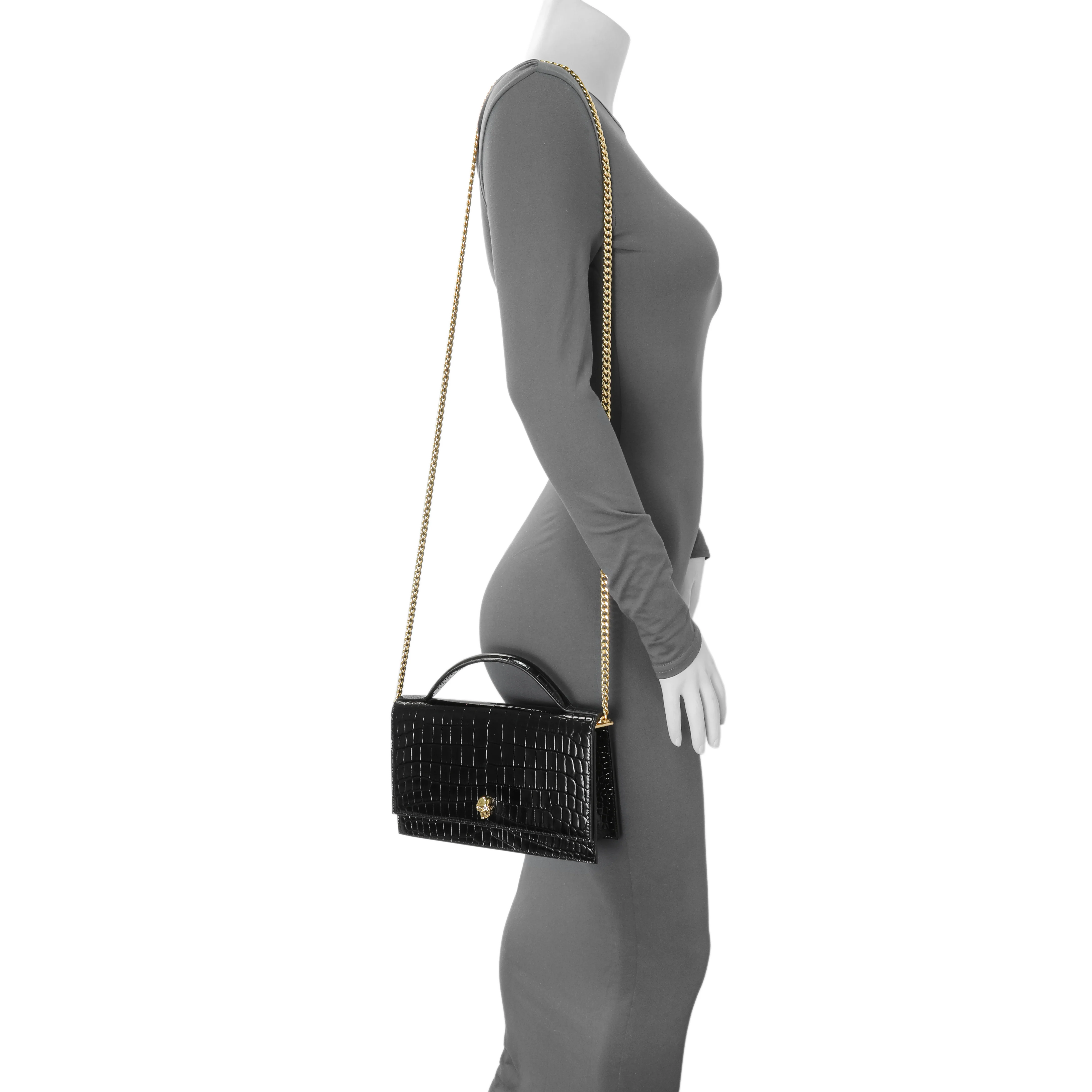 Alexander McQueen Skull Embellished Embossed Top Handle Bag - Image 6